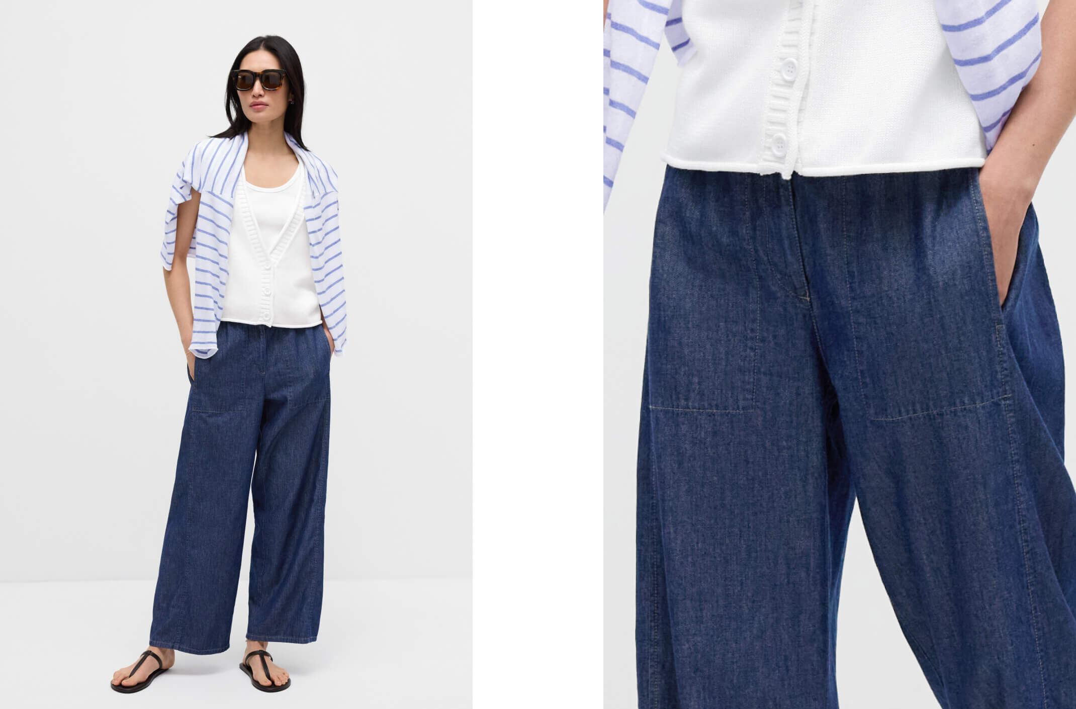 Lightweight Organic Cotton Denim Wide Leg Pant
