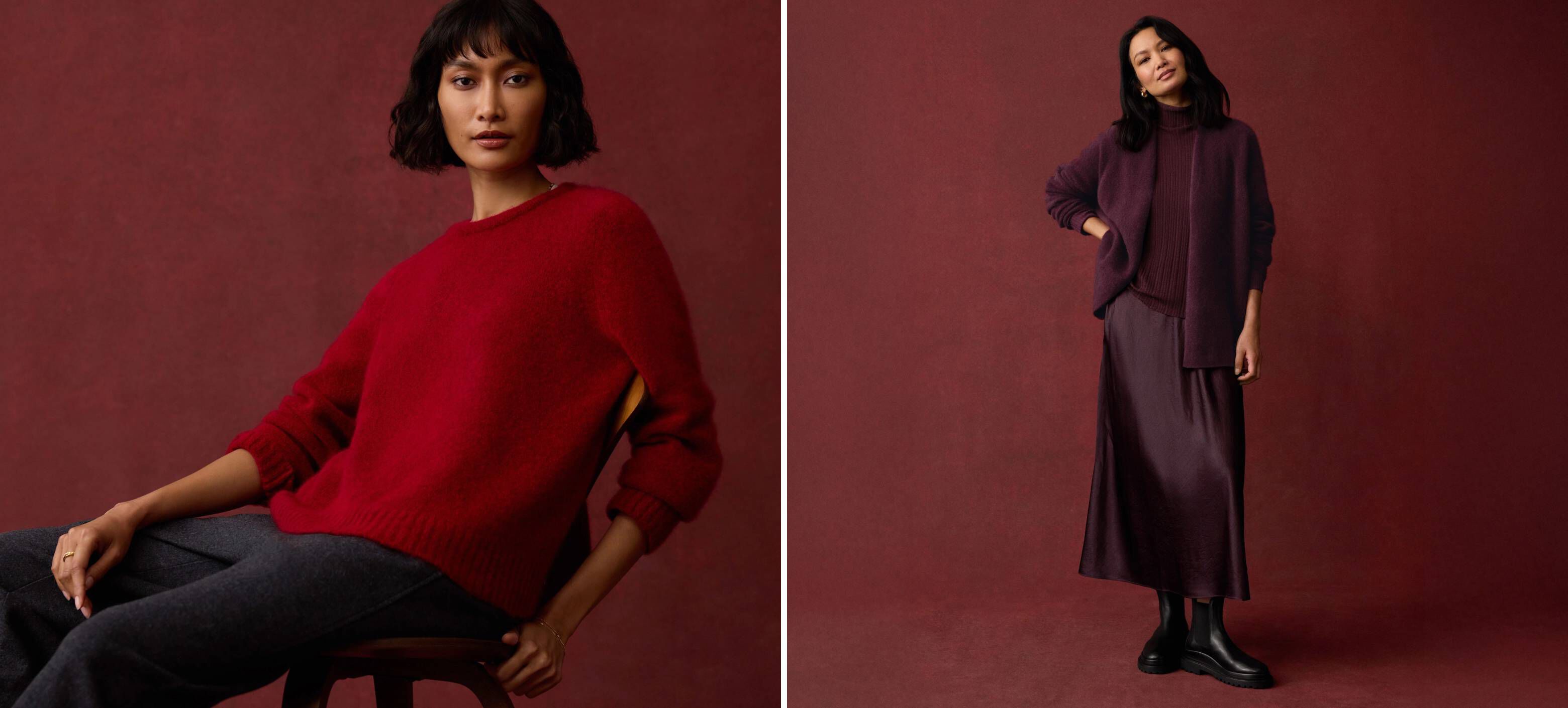 Cashmere Silk Boucle Bliss Crew Neck Top and Long Cardigan
