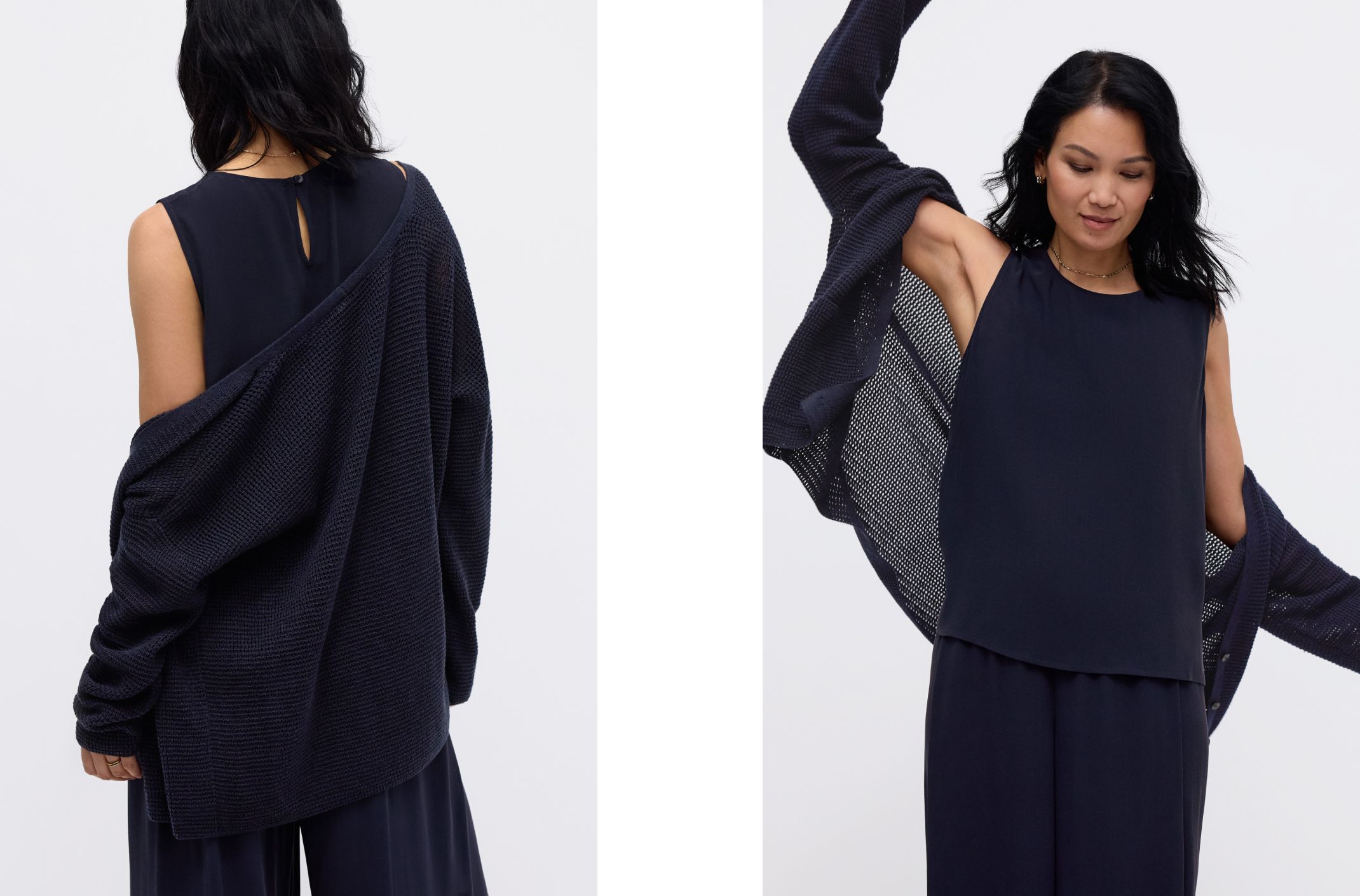 Silk Georgette Crepe Round Neck Tank