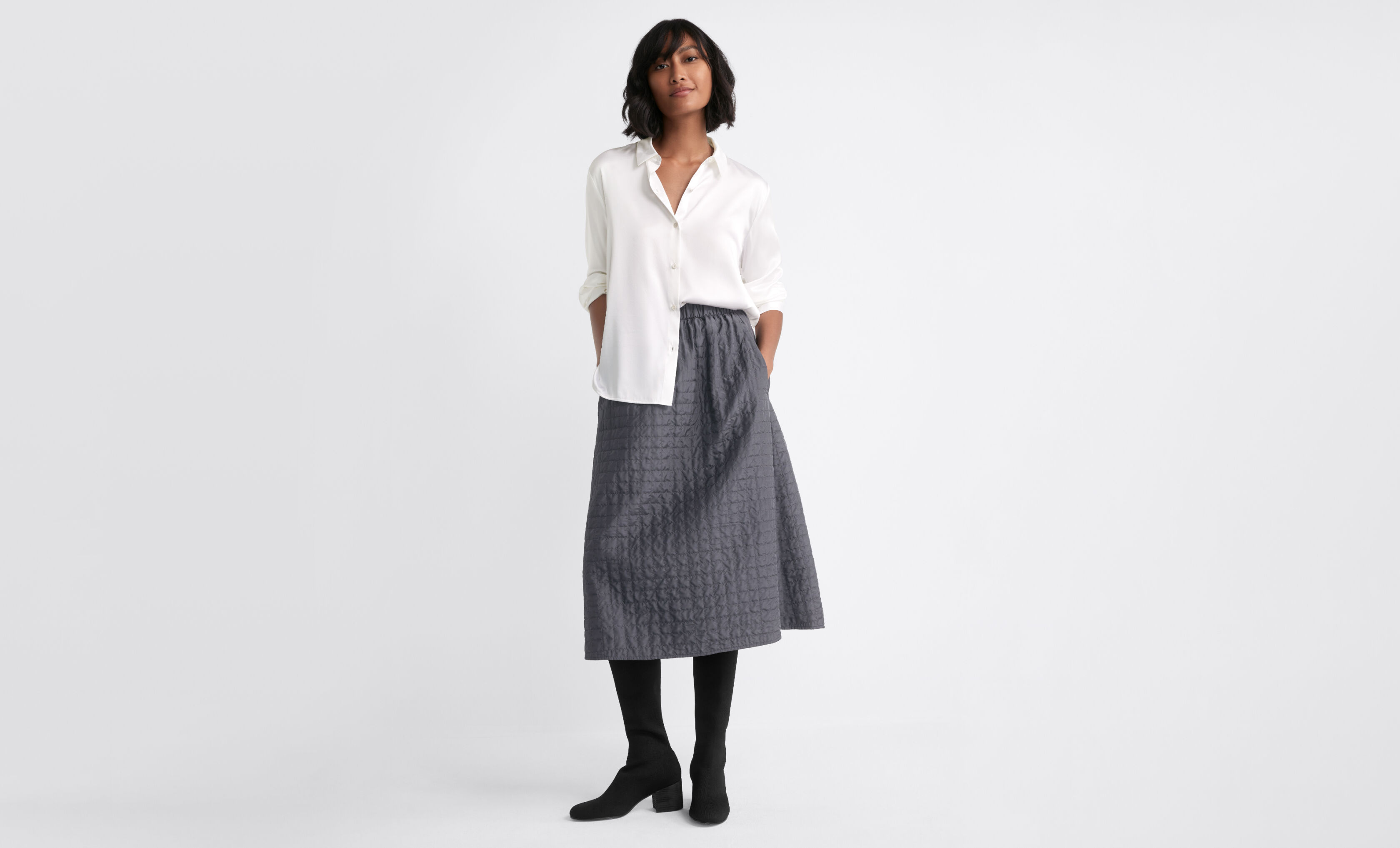 Silk Habutai Quilted Vest and Skirt