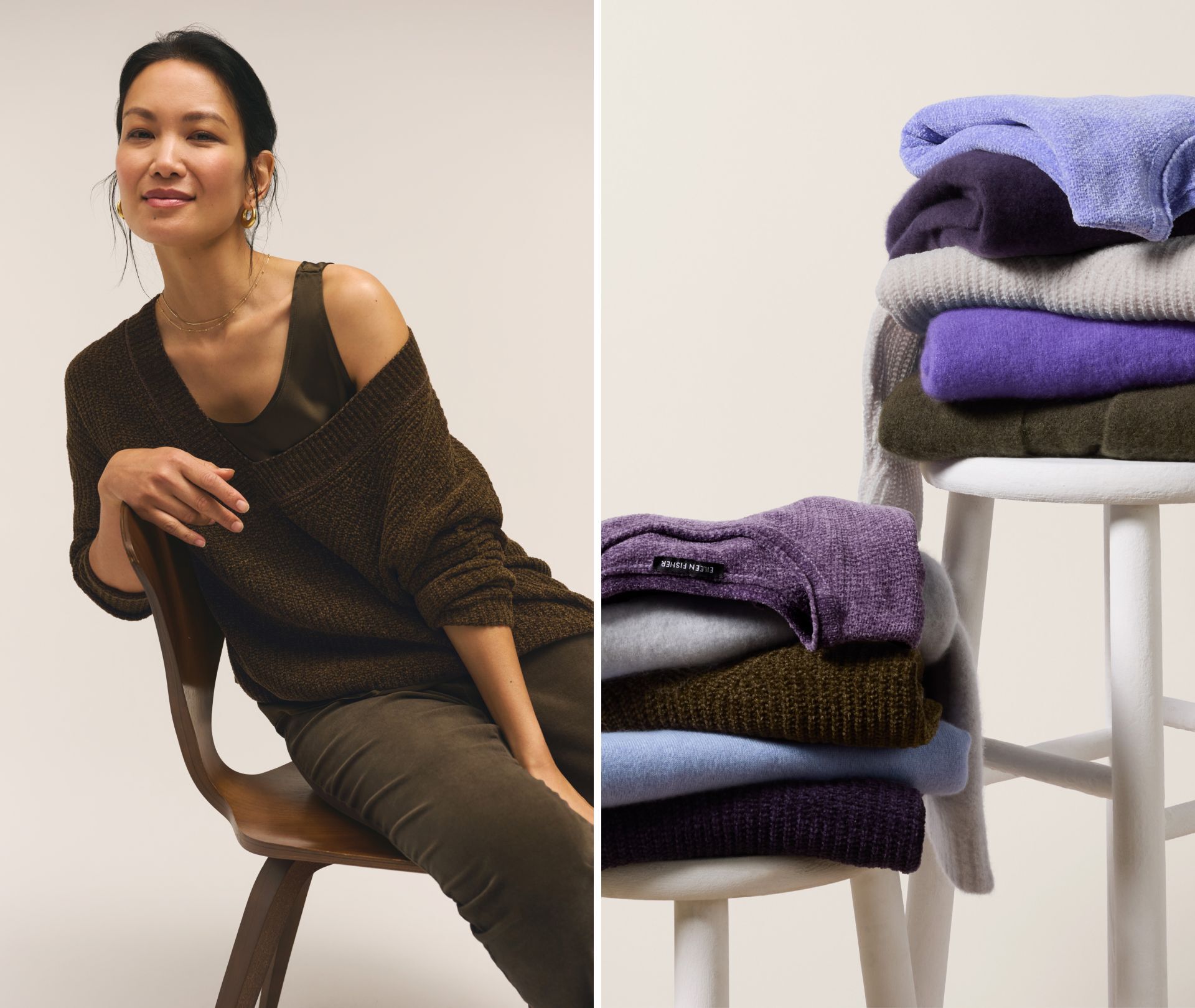 Chenille Blend V Neck Top