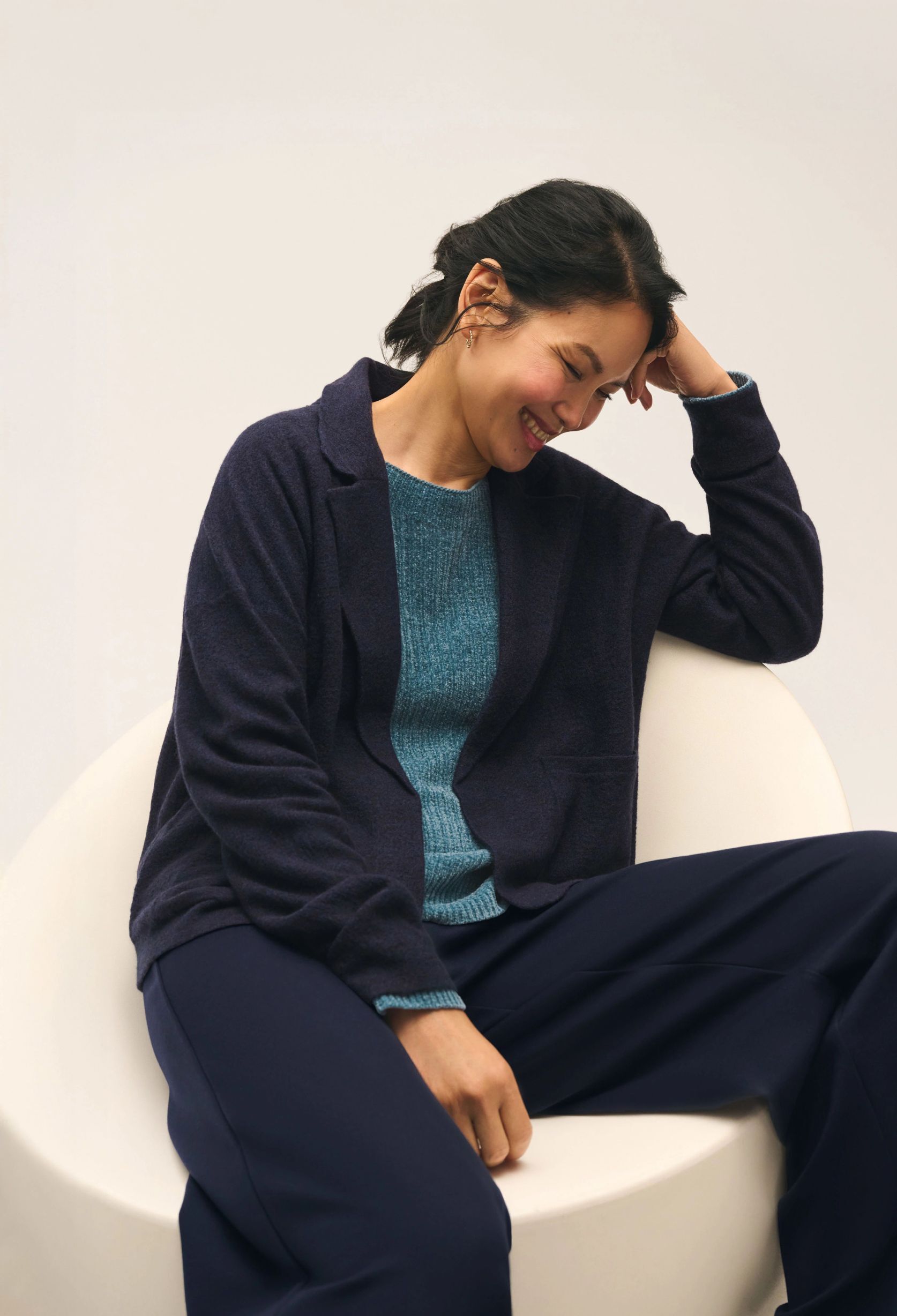 Fine Felted Wool Notch Collar Cardigan in Regenerative Wool Fine Felted Wool Notch Collar Cardigan in Regenerative Wool