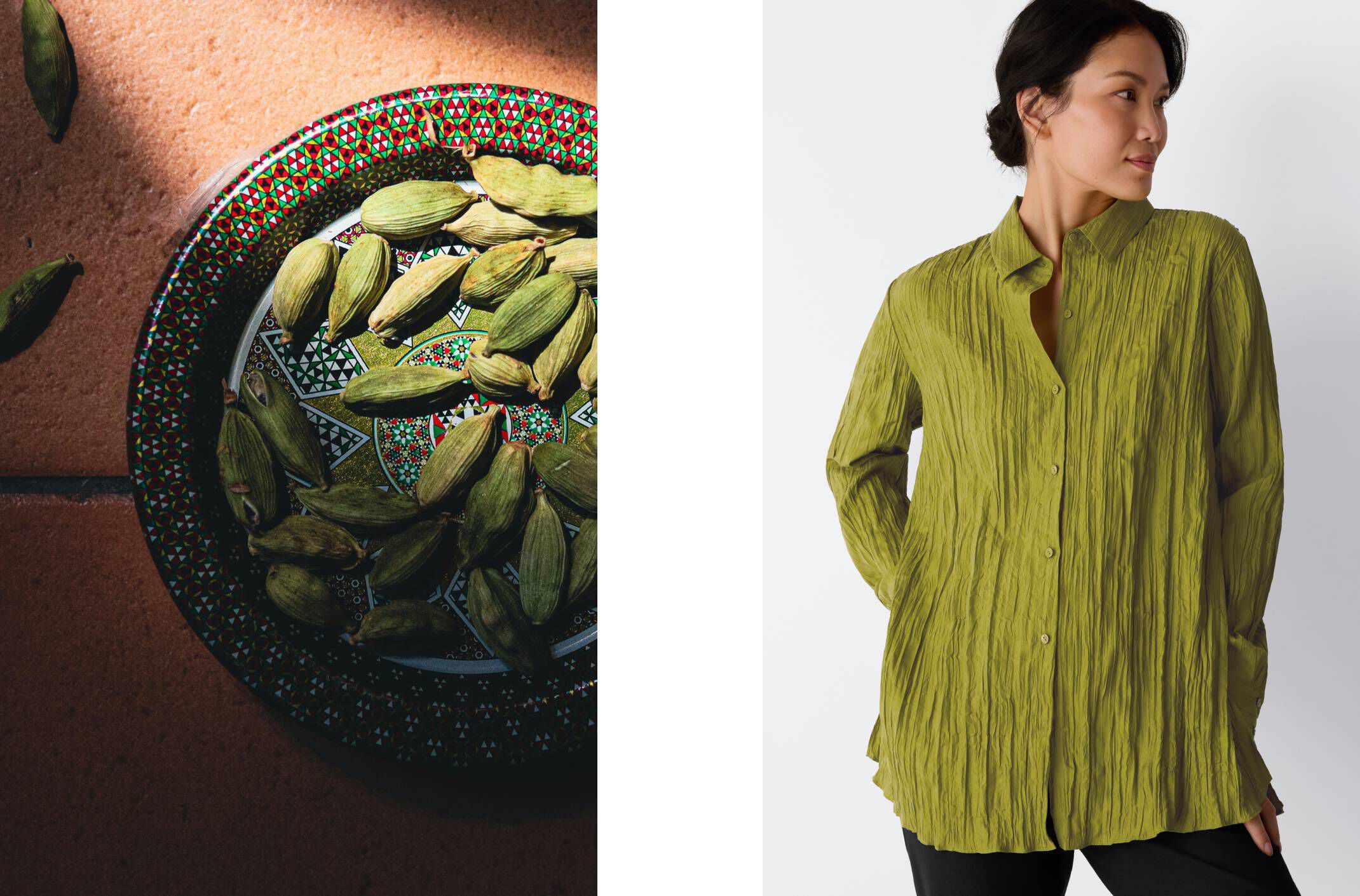 Crinkle Silk Habutai Classic Collar Shirt