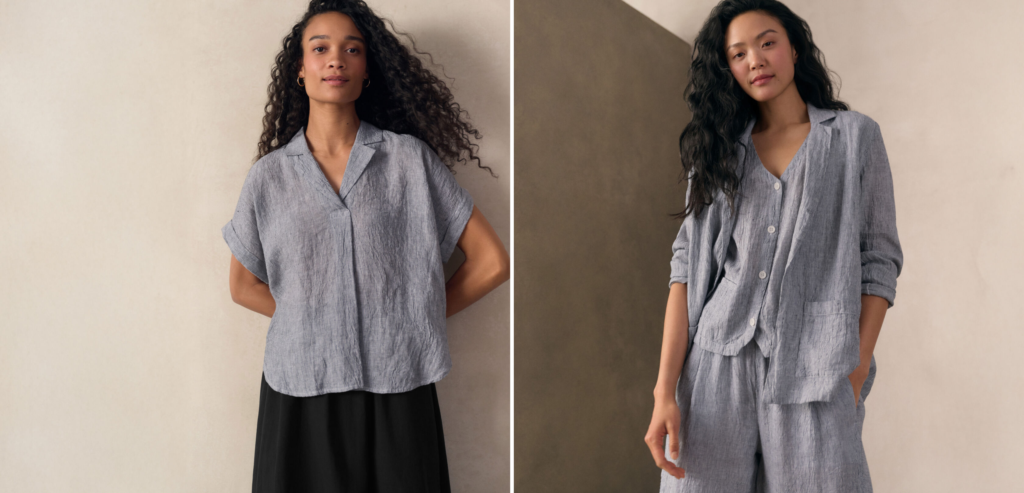 Puckered Organic Linen Stripe Work Looks Puckered Organic Linen Stripe Work Looks