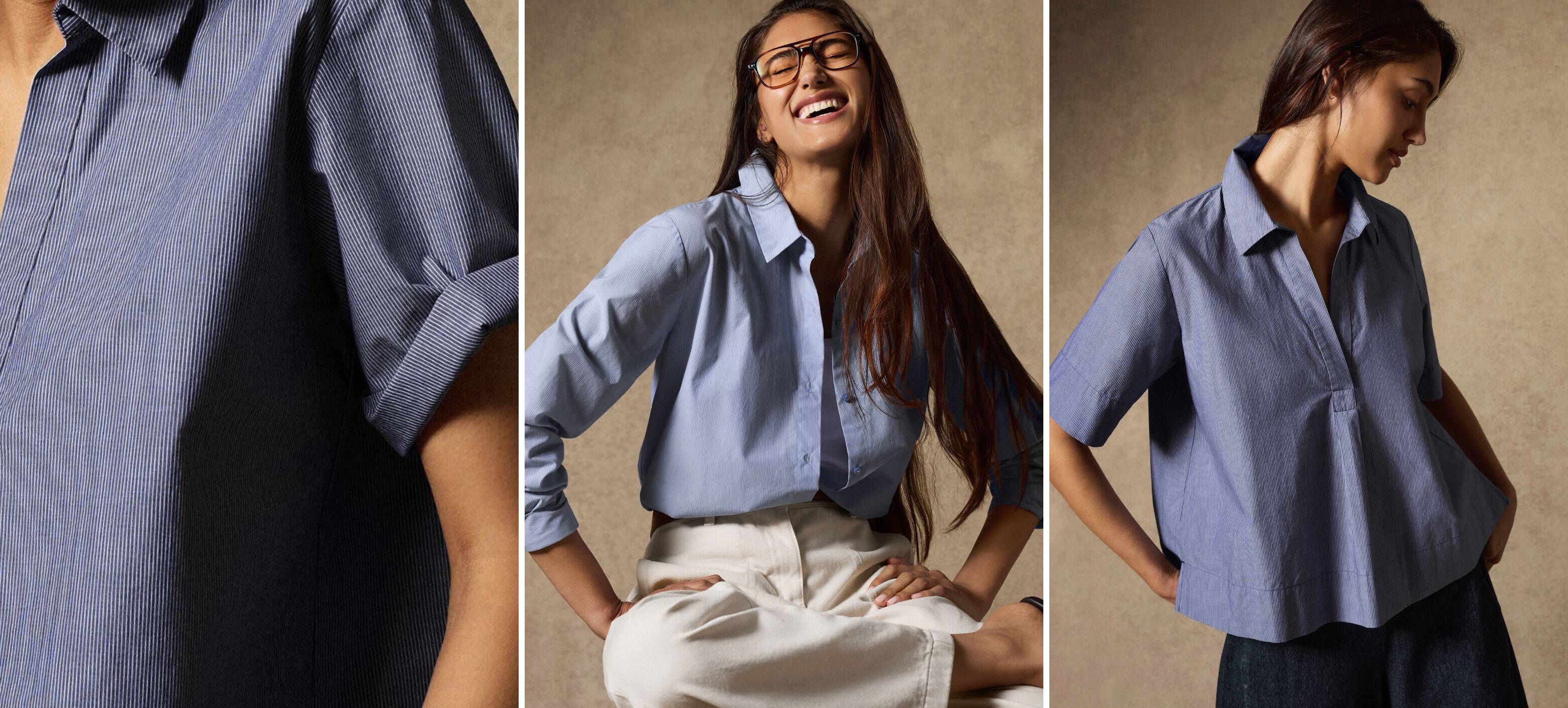 Our Best Loved Poplin Now Subtly Striped