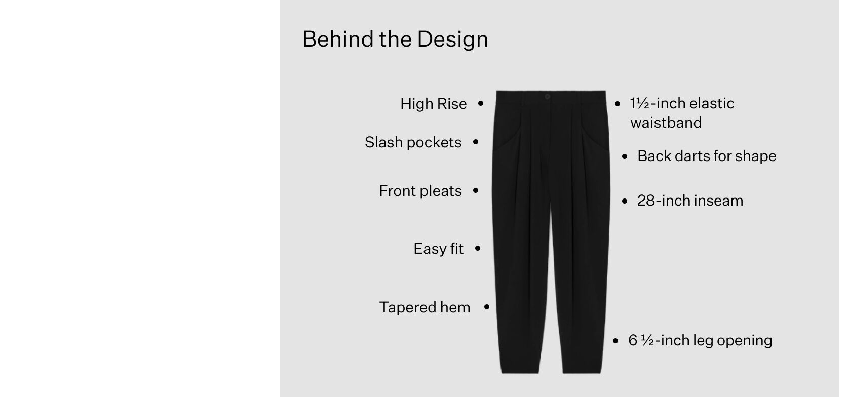 Carrot pant design details