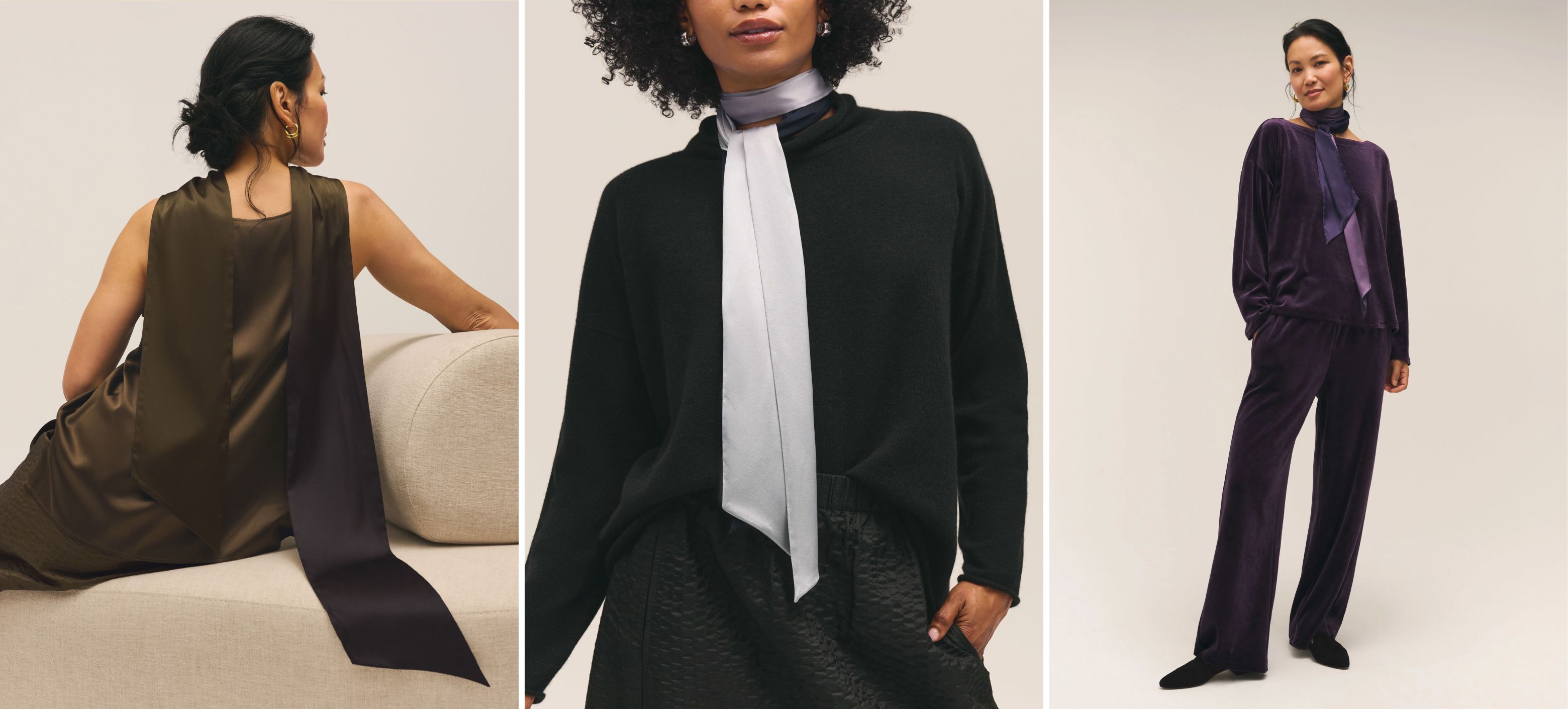 Ombre Silk Charmeuse Double Tie Scarf