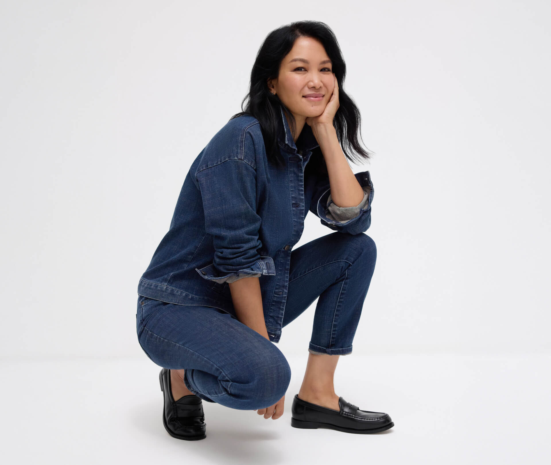 Cotton Stretch Denim Classic Collar Jacket