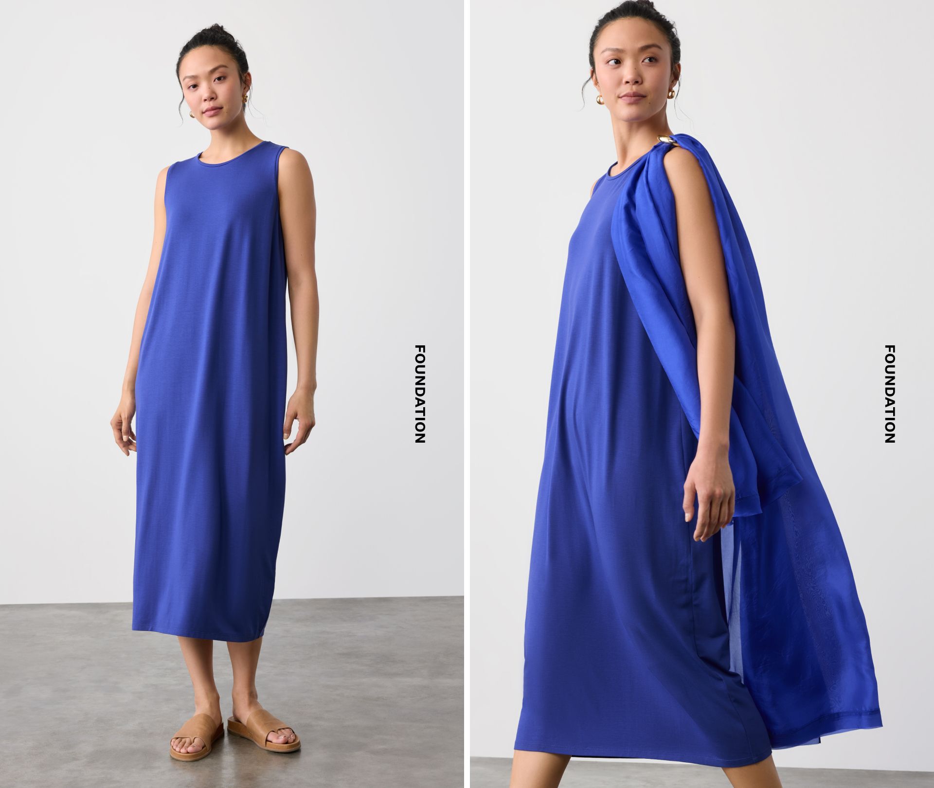 Stretch Jersey Knit Round Neck Dress