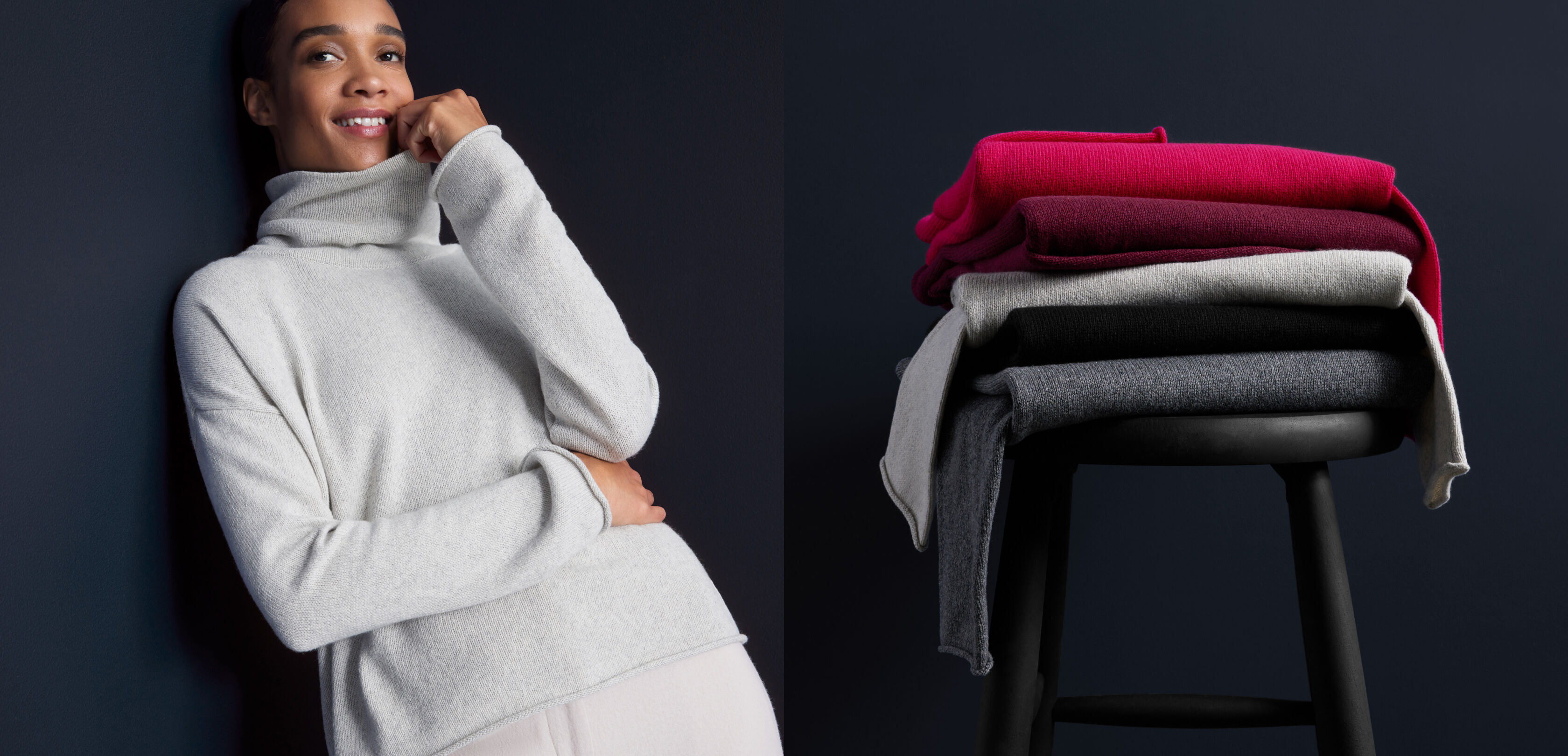 Cotton and Recycled Cashmere Turtleneck Box Top Cotton and Recycled Cashmere Turtleneck Box Top