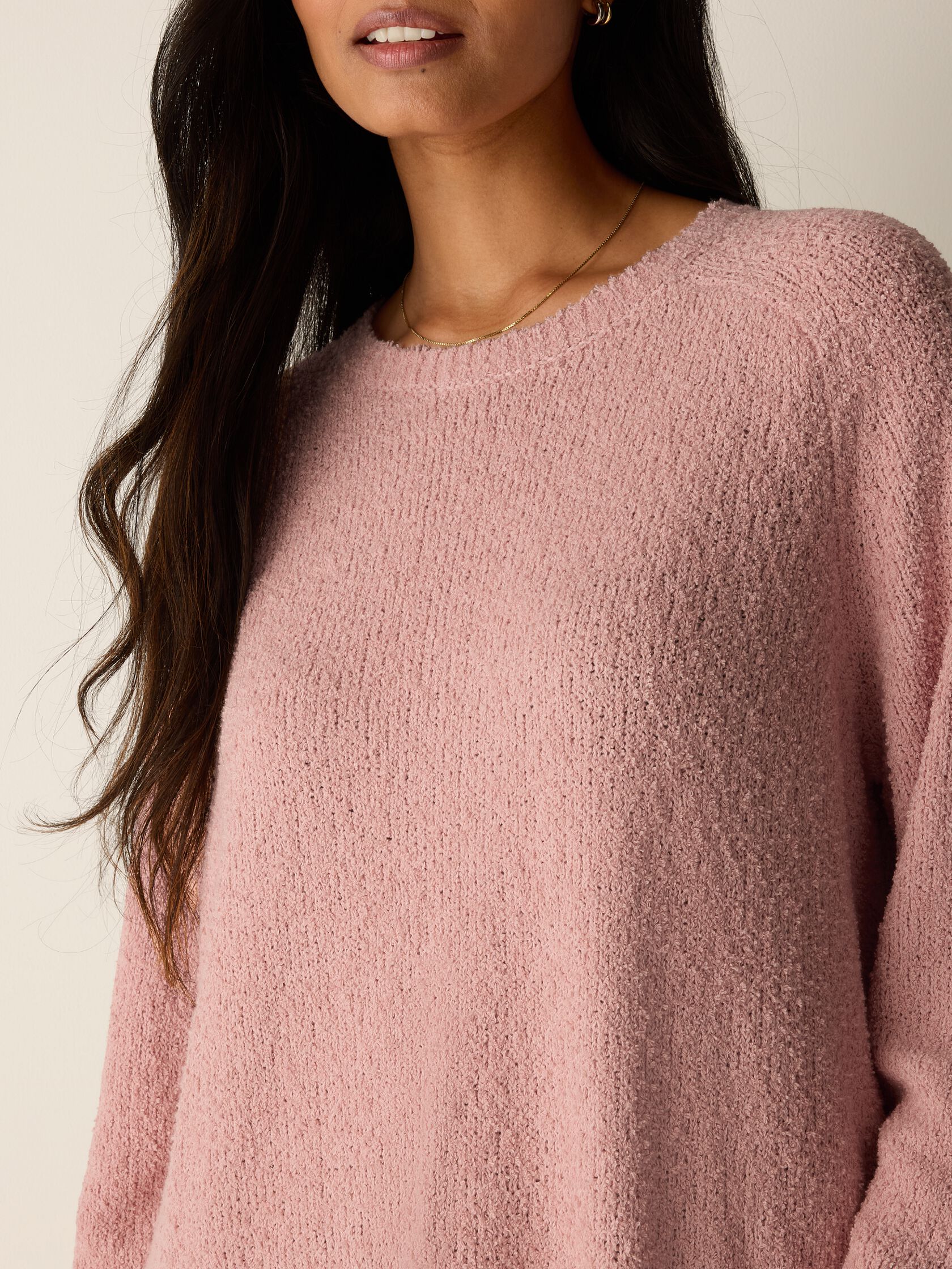 Organic Cotton Fluff Crew Neck Long Top