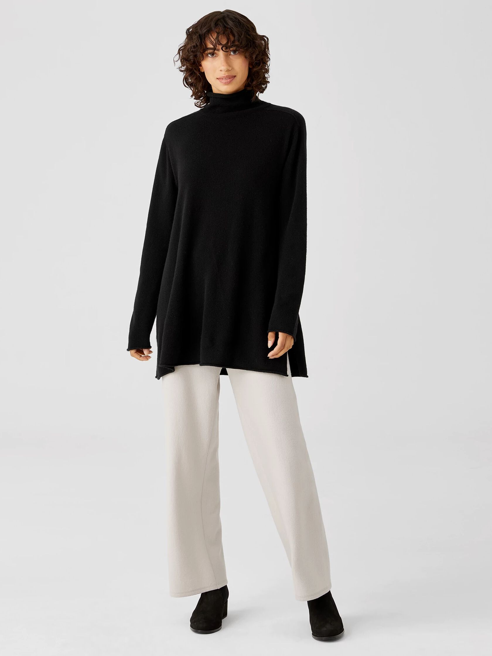 Italian Cashmere Turtleneck Long Top