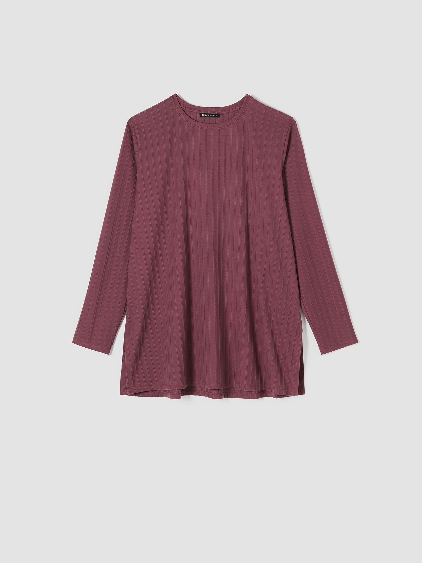 Washable Stretch Rib Crew Neck Top