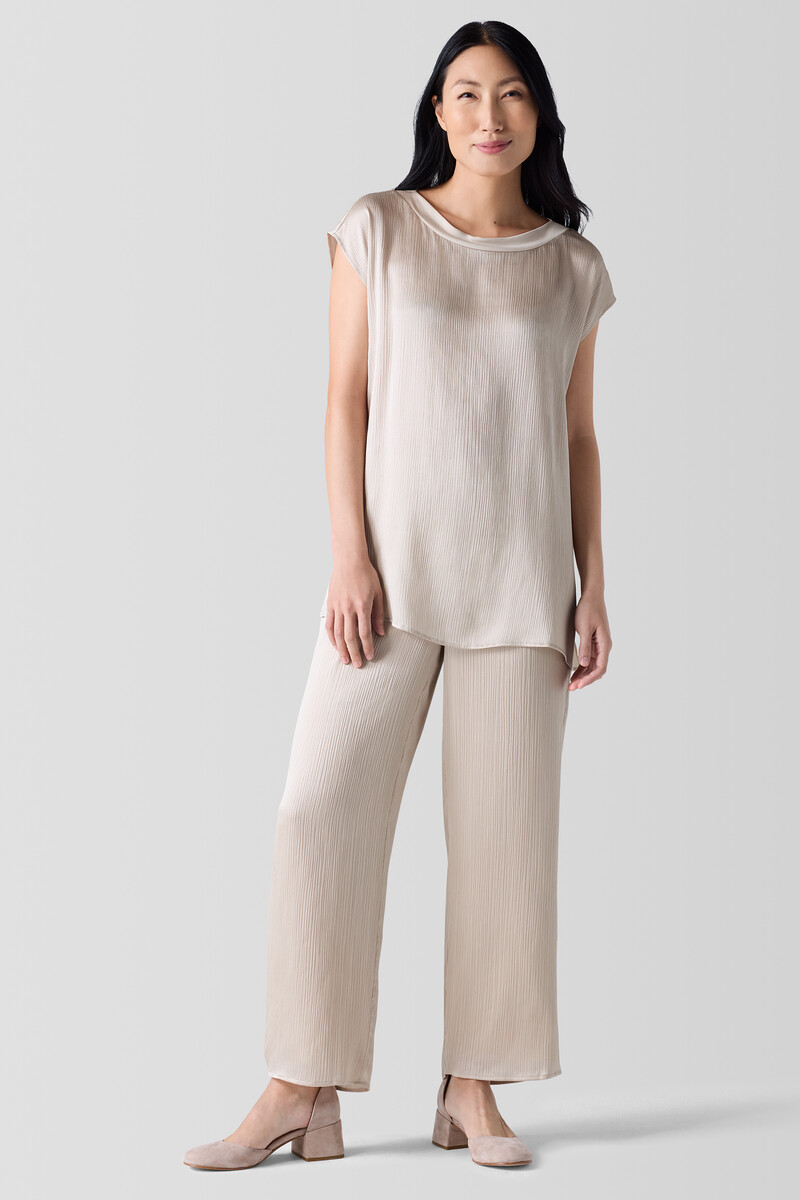 Striated Silk Satin Straight Pant Striated Silk Satin Straight Pant