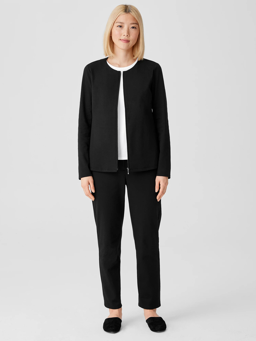 Cotton Ponte Zip-Front Jacket