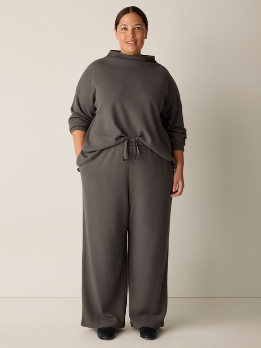 Waffle Cotton Blend Doubleknit Wide-Leg Pant