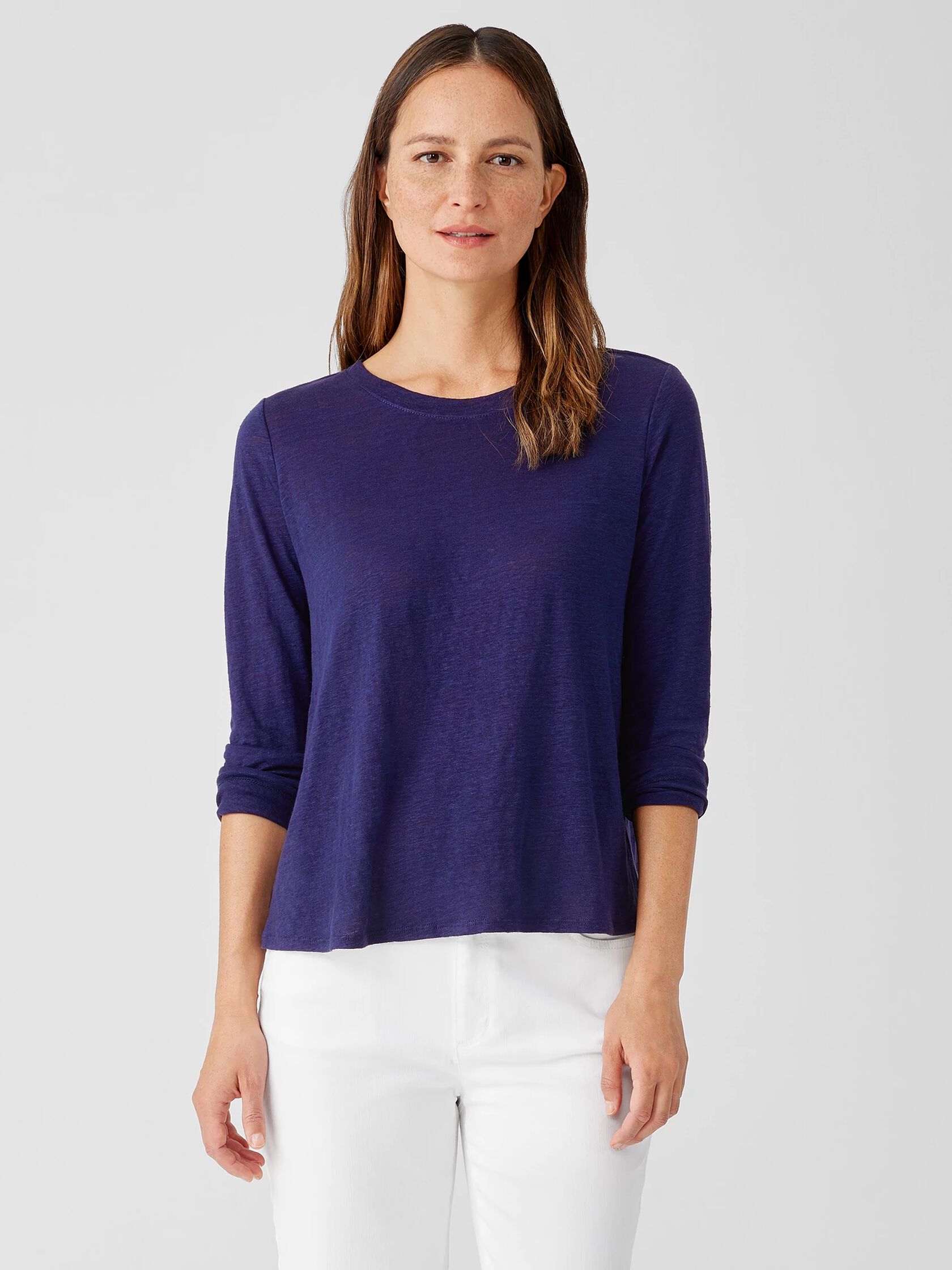 Organic Linen Jersey Crew Neck Top