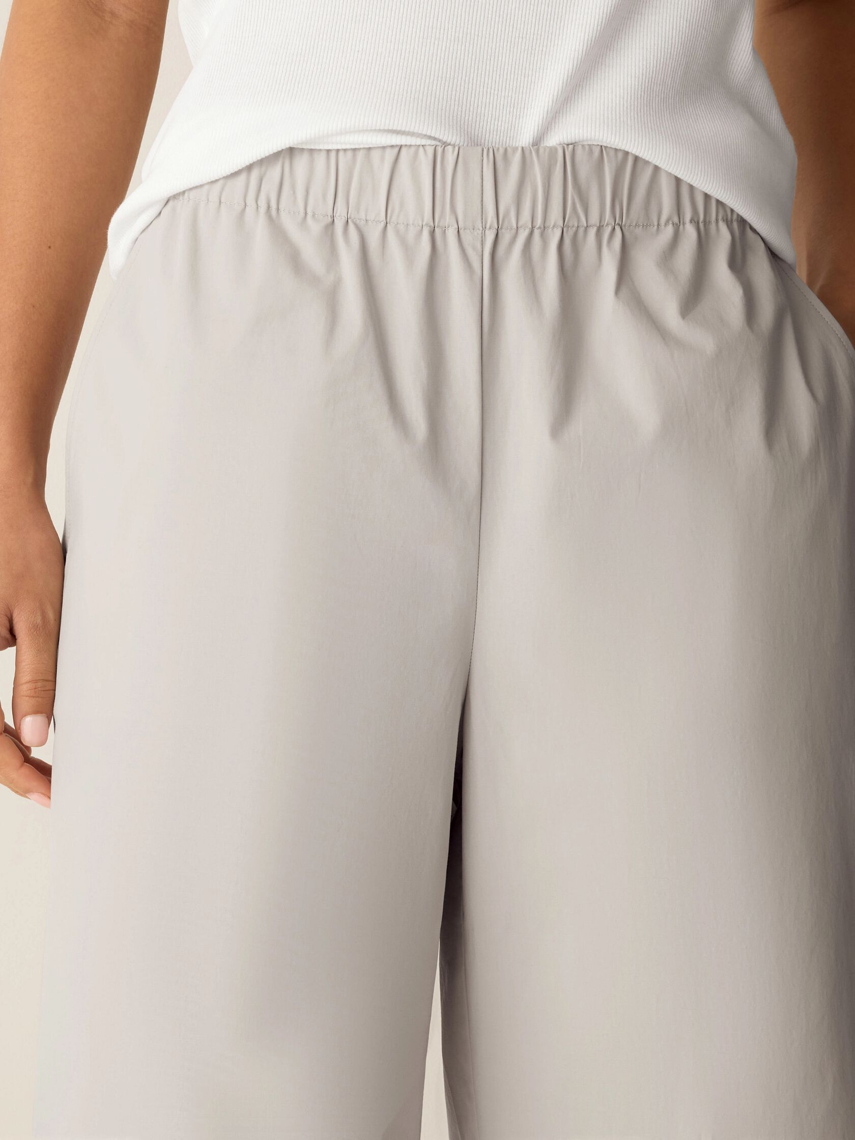 Stretch Organic Cotton Poplin Wide-Leg Pant