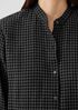 Wool Cotton Check Mandarin Collar Long Shirt
