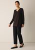 Fine Stretch Jersey Knit V-Neck Long Top