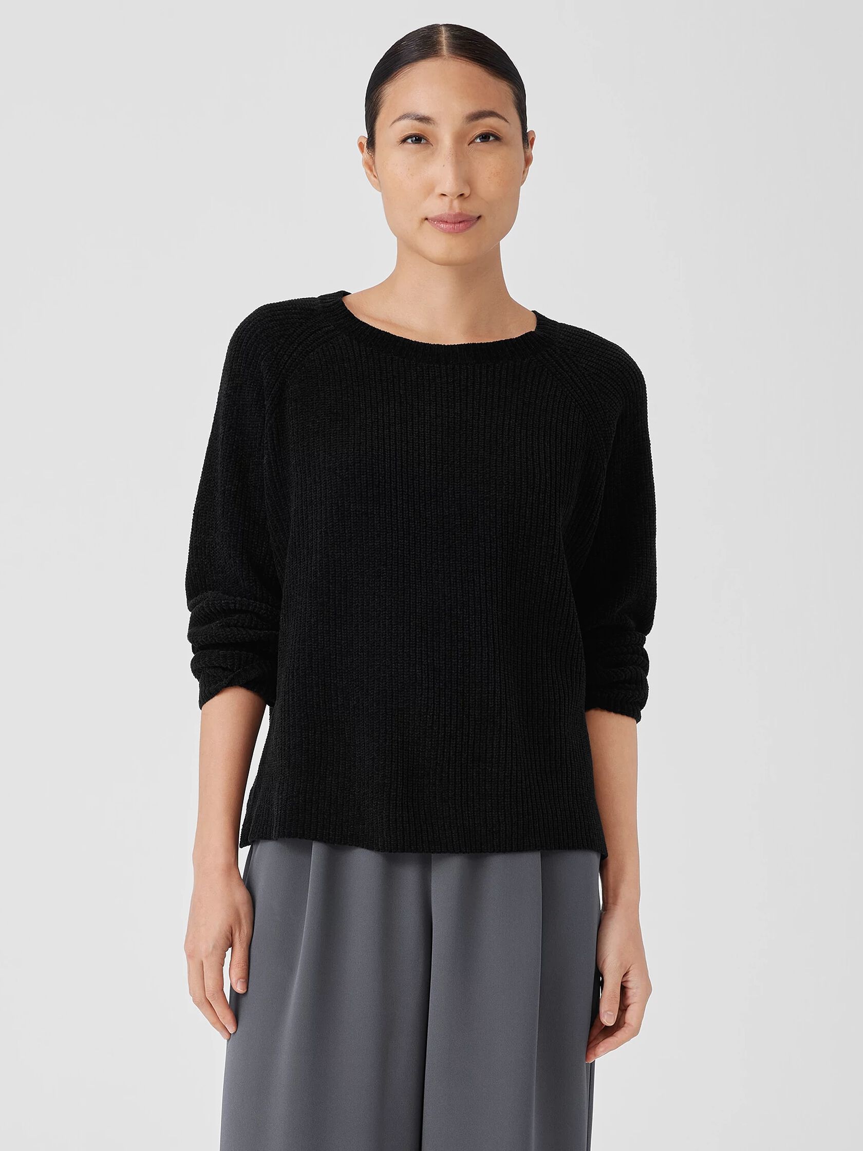 Organic Cotton Chenille Crew Neck Top