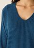 Italian Cashmere Ribbed V-Neck Top