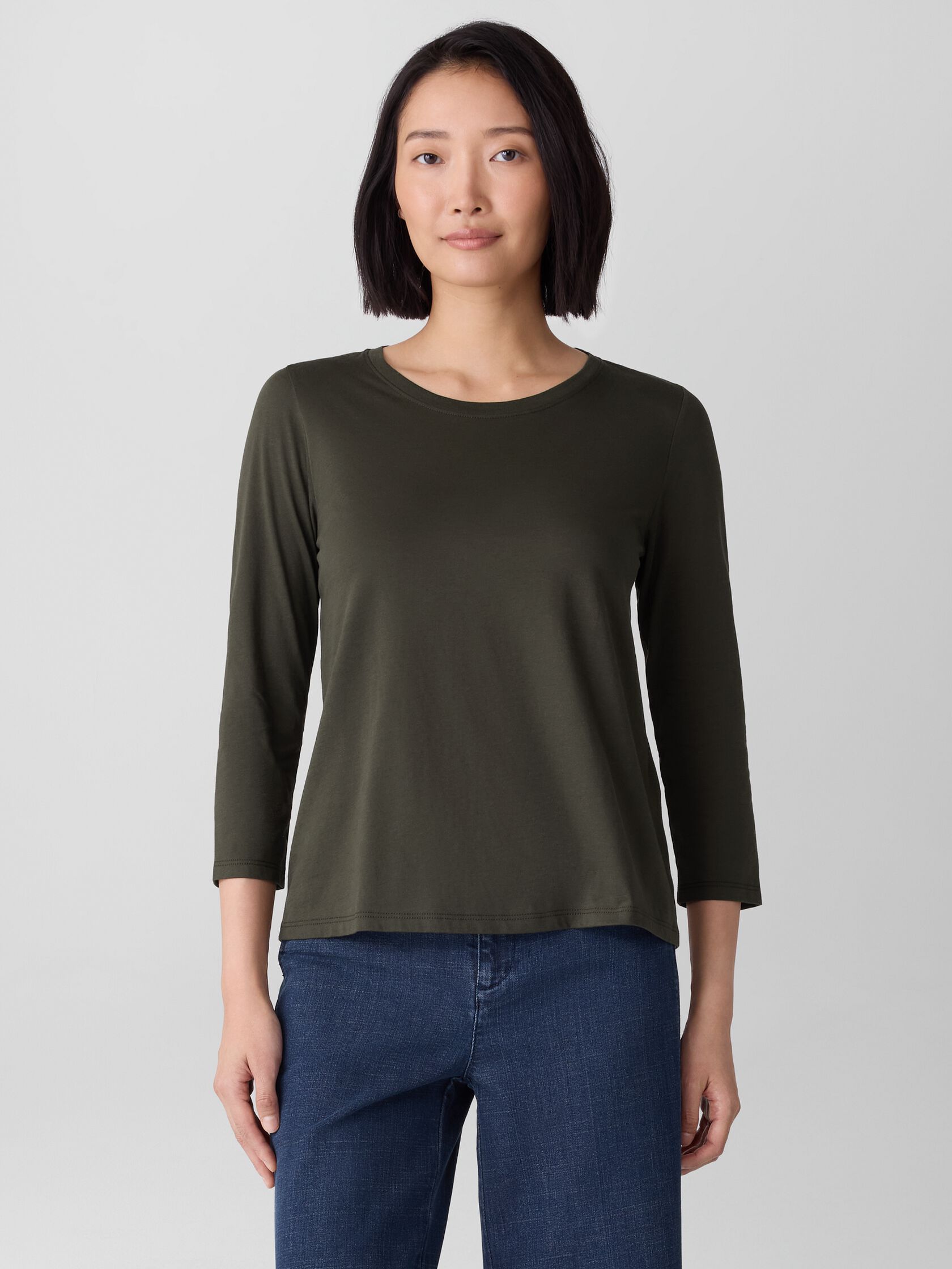 Organic Pima Cotton Jersey 3/4-Sleeve Tee