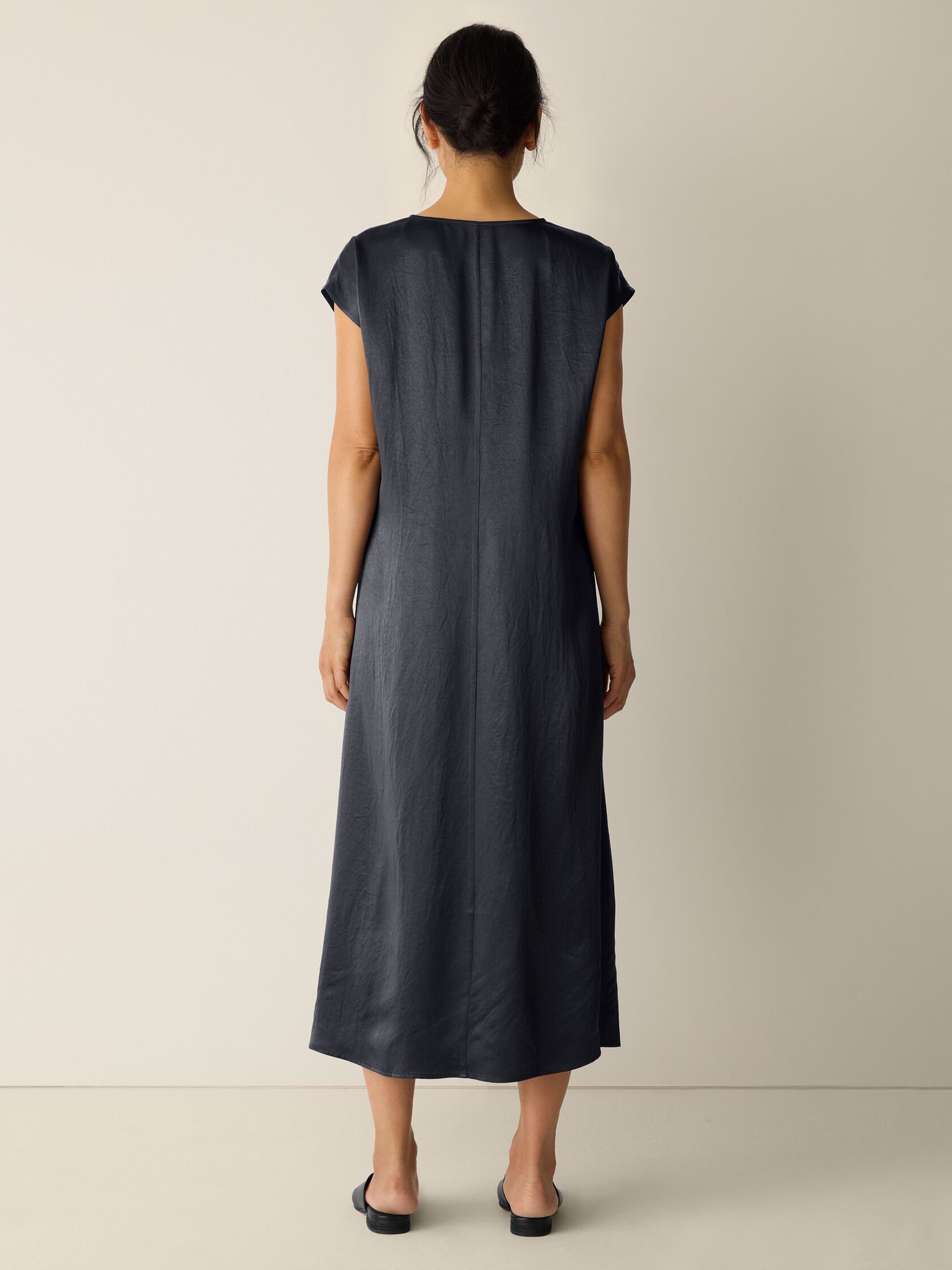 Textured Satin V-Neck Dress