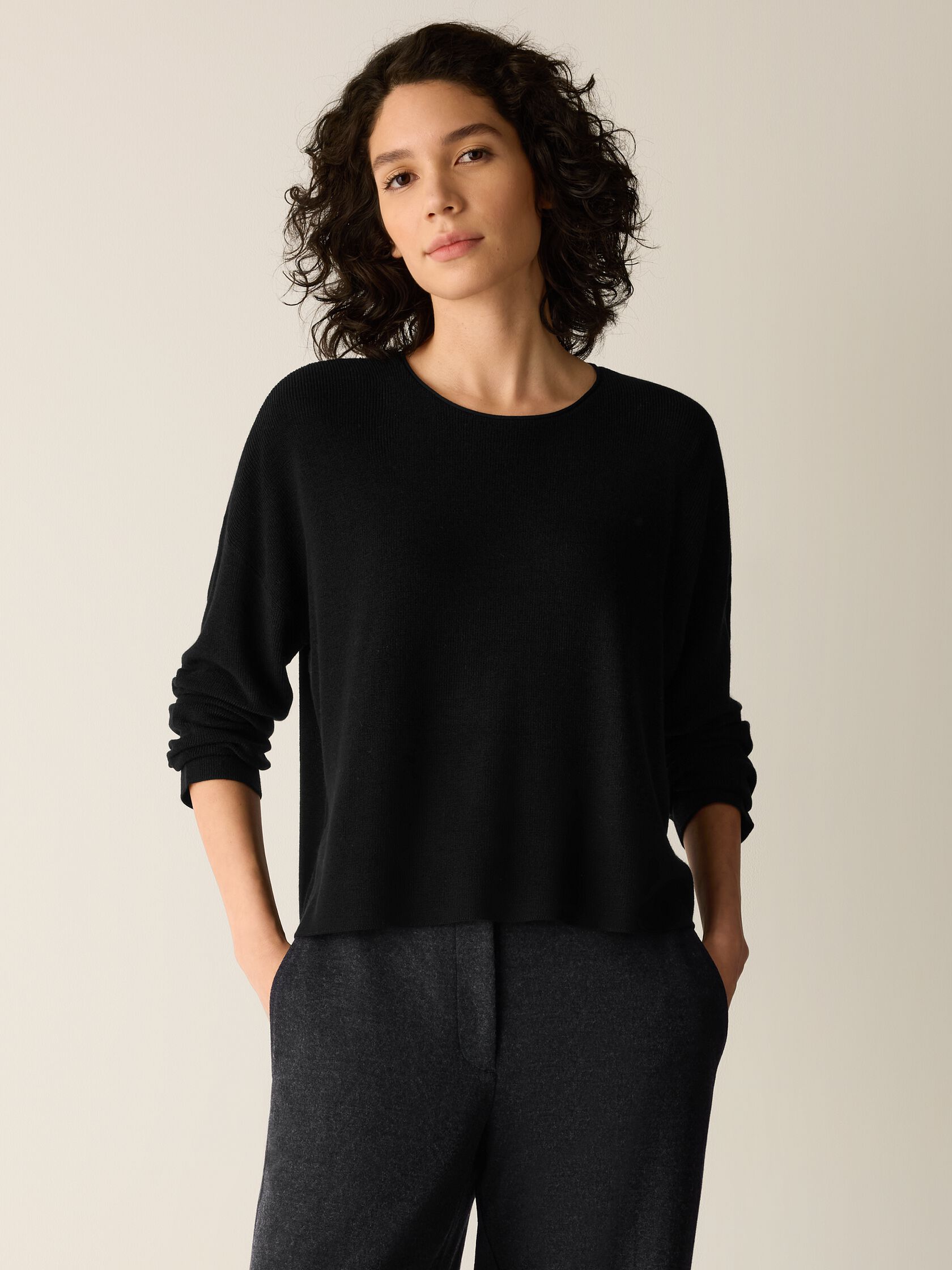 Superfine Merino Crew Neck Top in Regenerative Wool