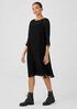 Crinkled Sheer Silk Bateau Neck Dress