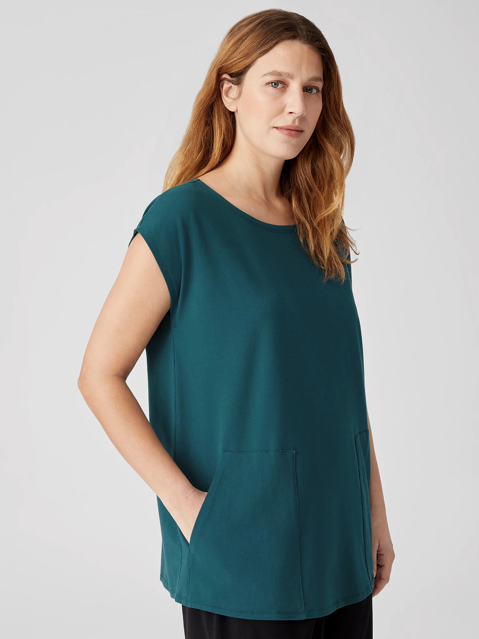 Traceable Organic Cotton Jersey Jewel Neck Top