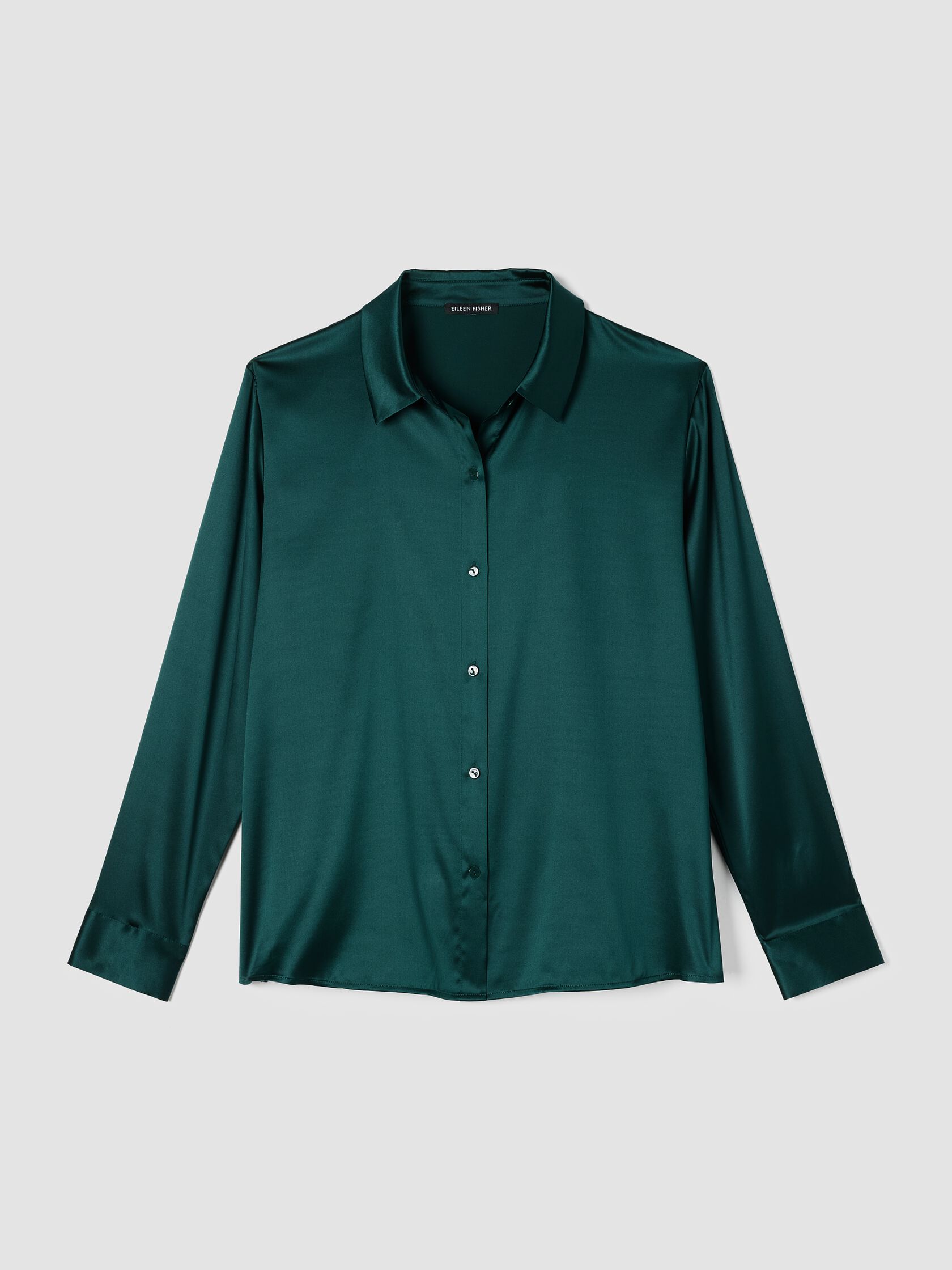 Stretch Silk Charmeuse Classic Collar Shirt