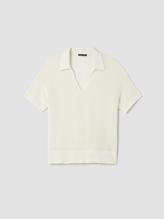 Cotton Silk Cord Split Neck Top