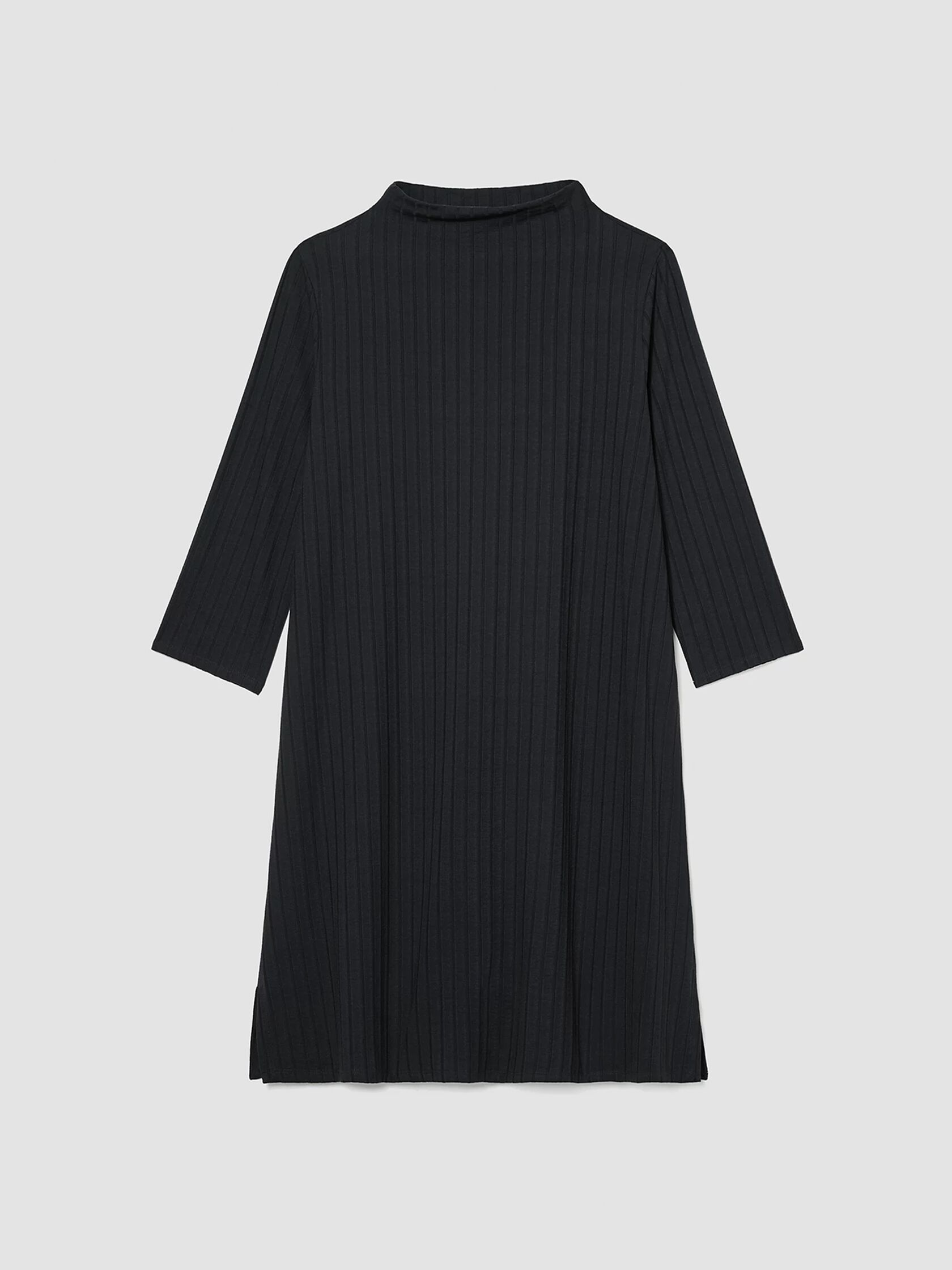 Washable Stretch Rib Funnel Neck Dress
