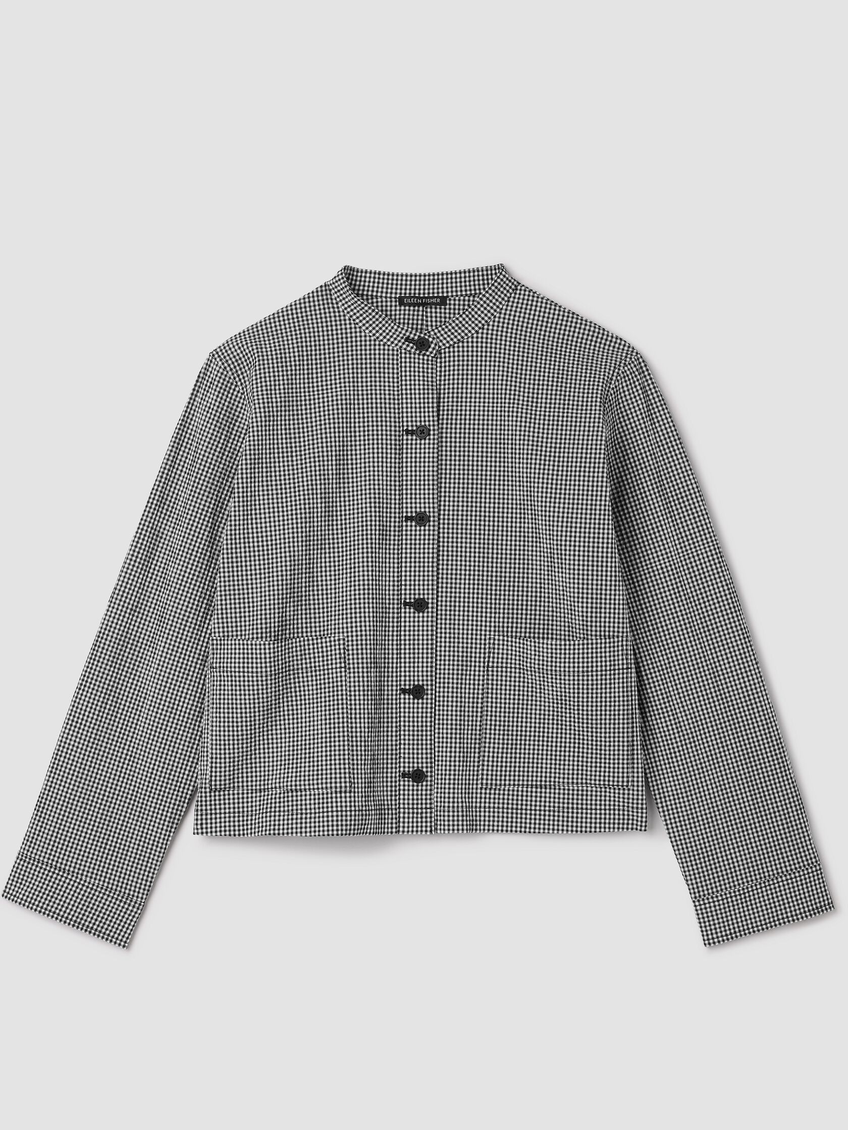 Organic Cotton Pucker Check Shirt Jacket