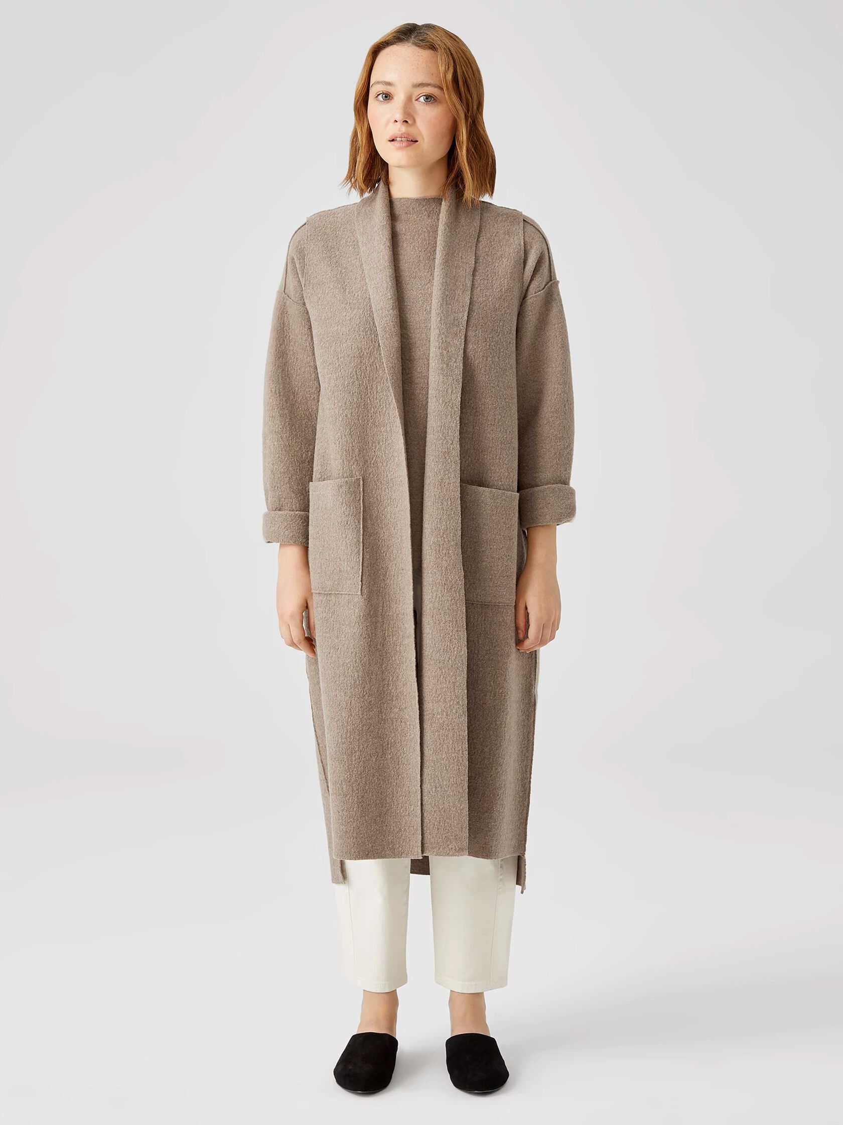Lightweight Boiled Wool Long Vest in Responsible Wool