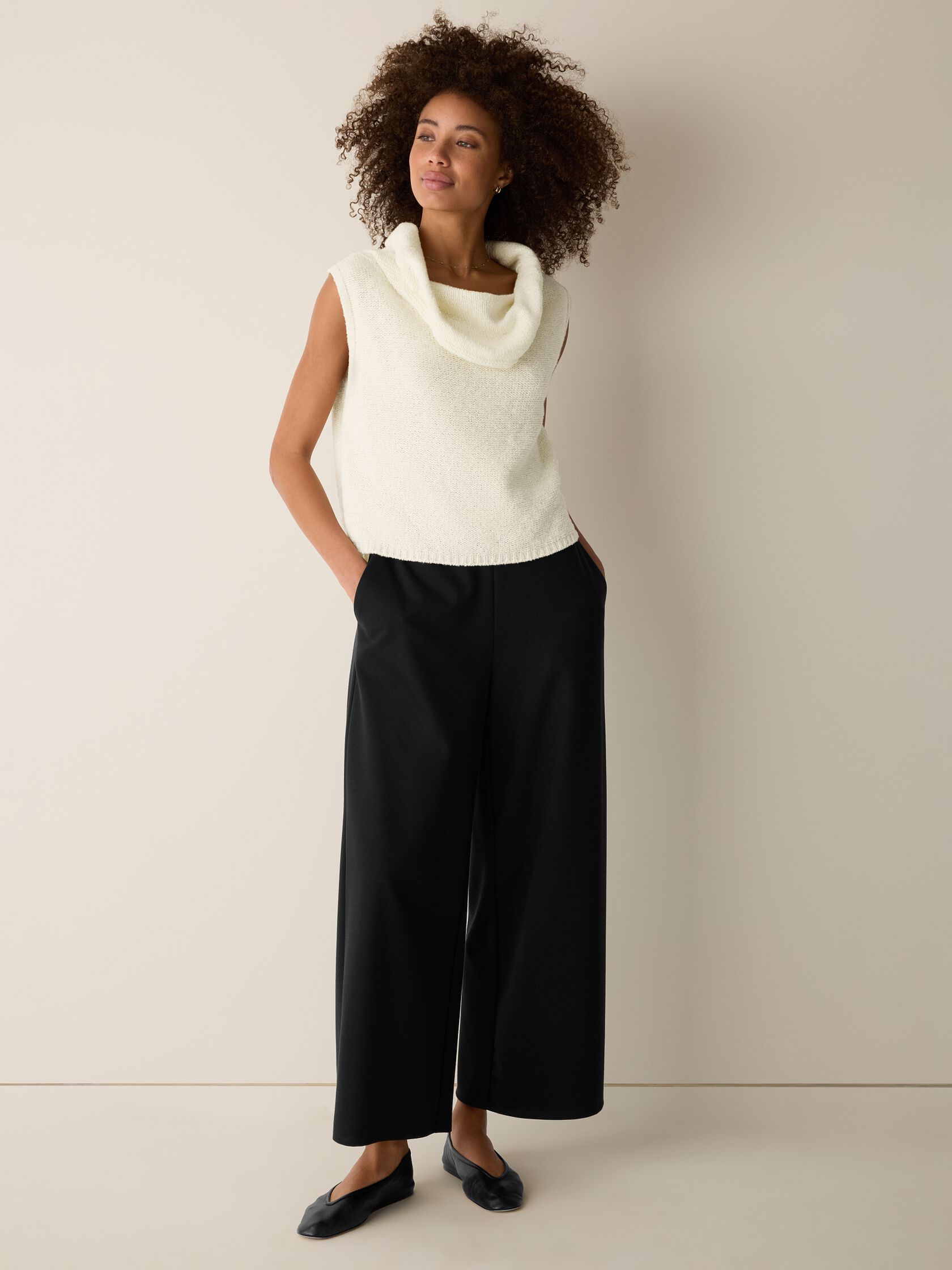 Peruvian Cotton Cloud Drape Neck Vest