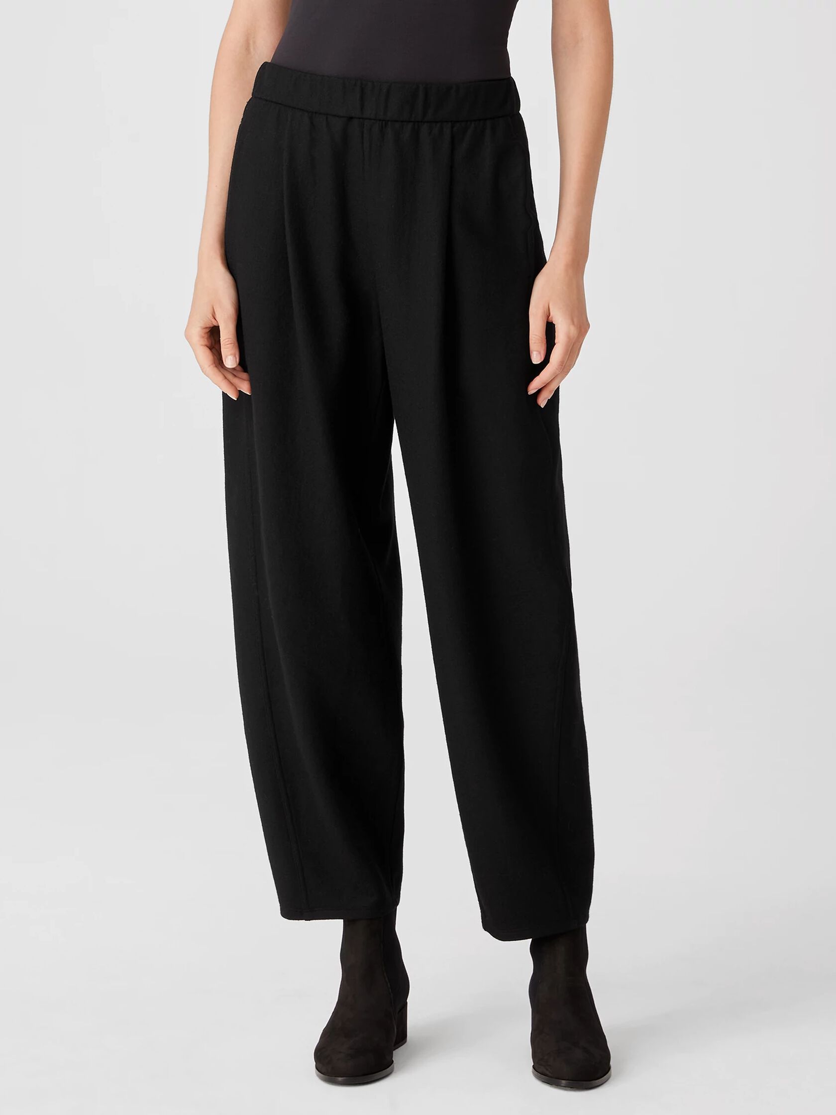 Boiled Wool Jersey Pleated Lantern Pant