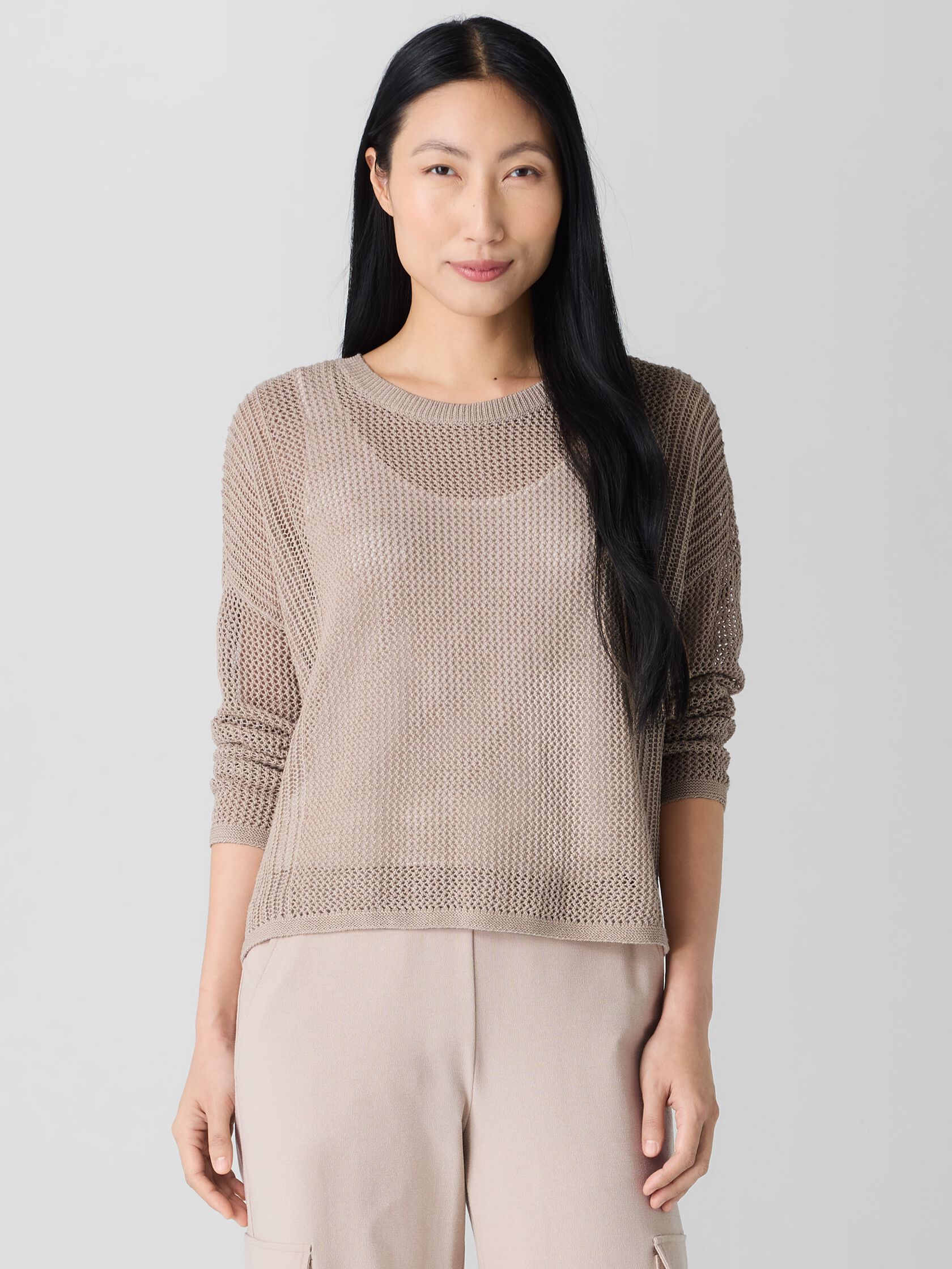 Organic Linen Cotton Cord Crew Neck Top