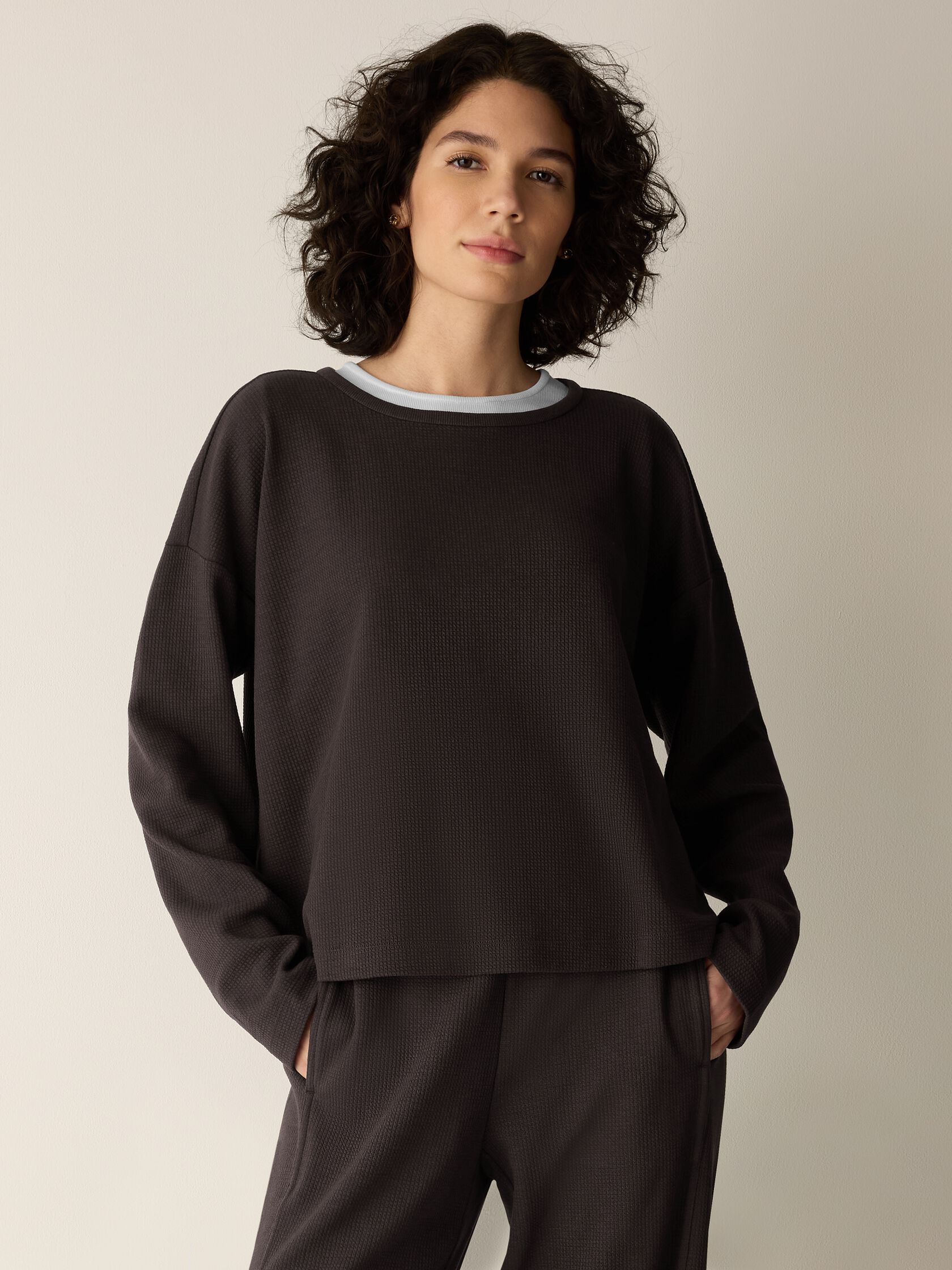 Waffle Cotton Blend Doubleknit Box-Top