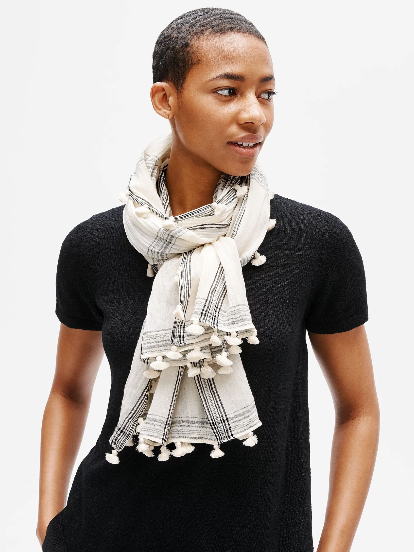 Textured Organic Cotton Plaid Scarf