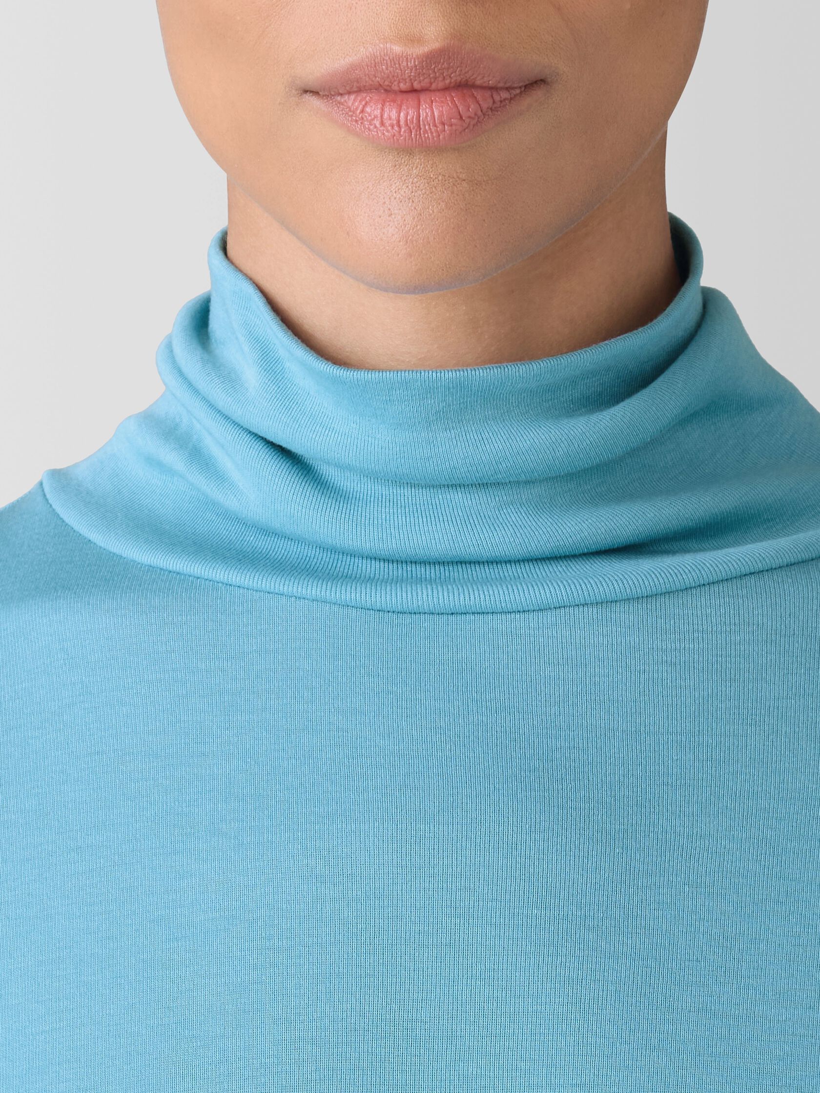 Ribbed Pima Cotton Blend Turtleneck Top