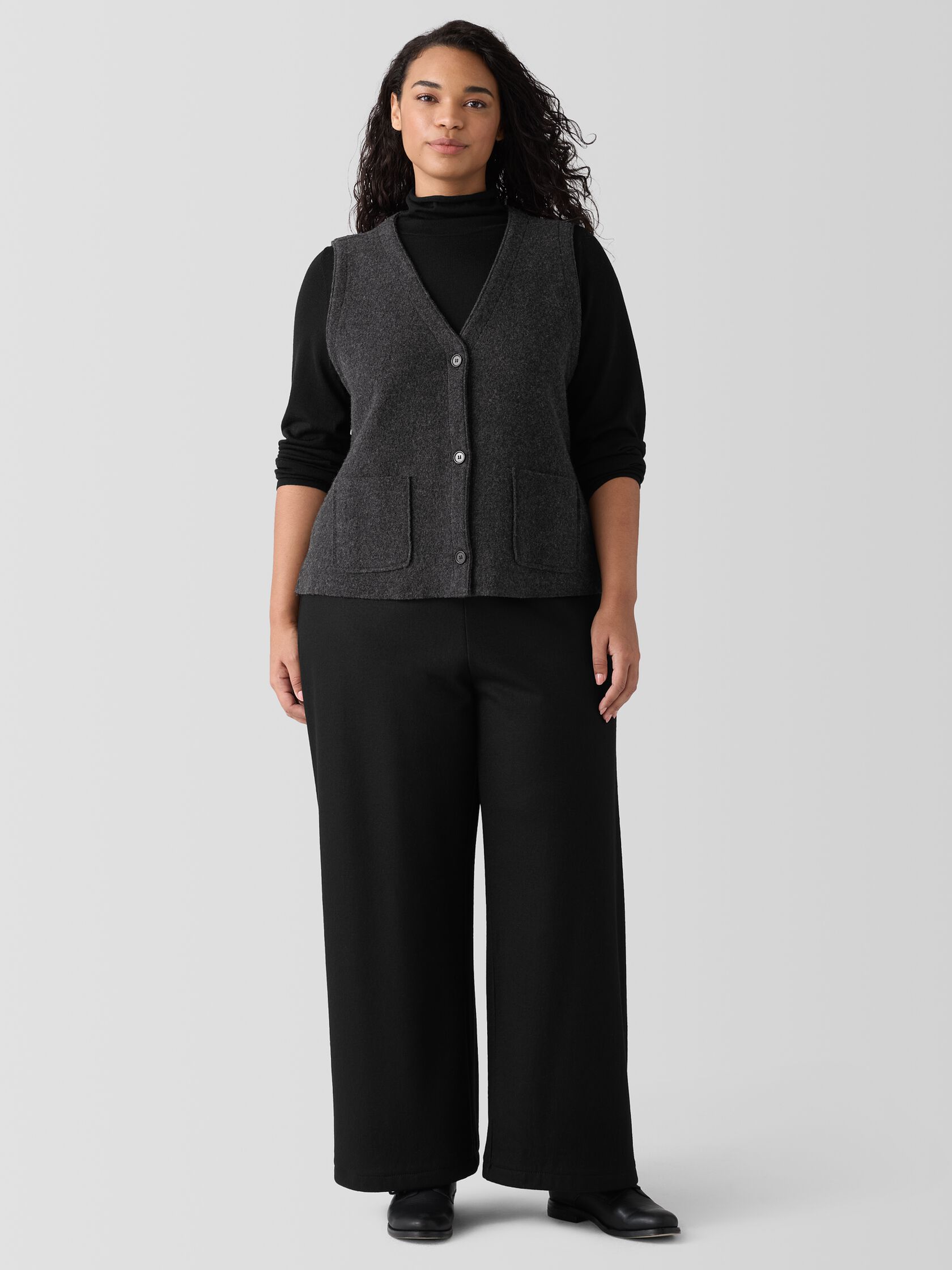 Lightweight Boiled Wool Vest in Regenerative Wool