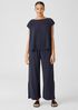 Silk Georgette Crepe Shirred-Back Top