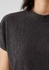 Woven Plisse Mock Neck Top