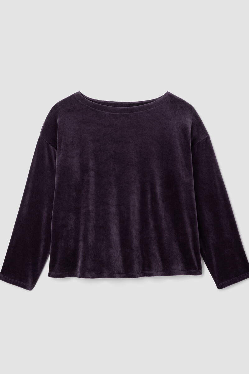 Cozy Velour Knit Bateau Neck Top Cozy Velour Knit Bateau Neck Top
