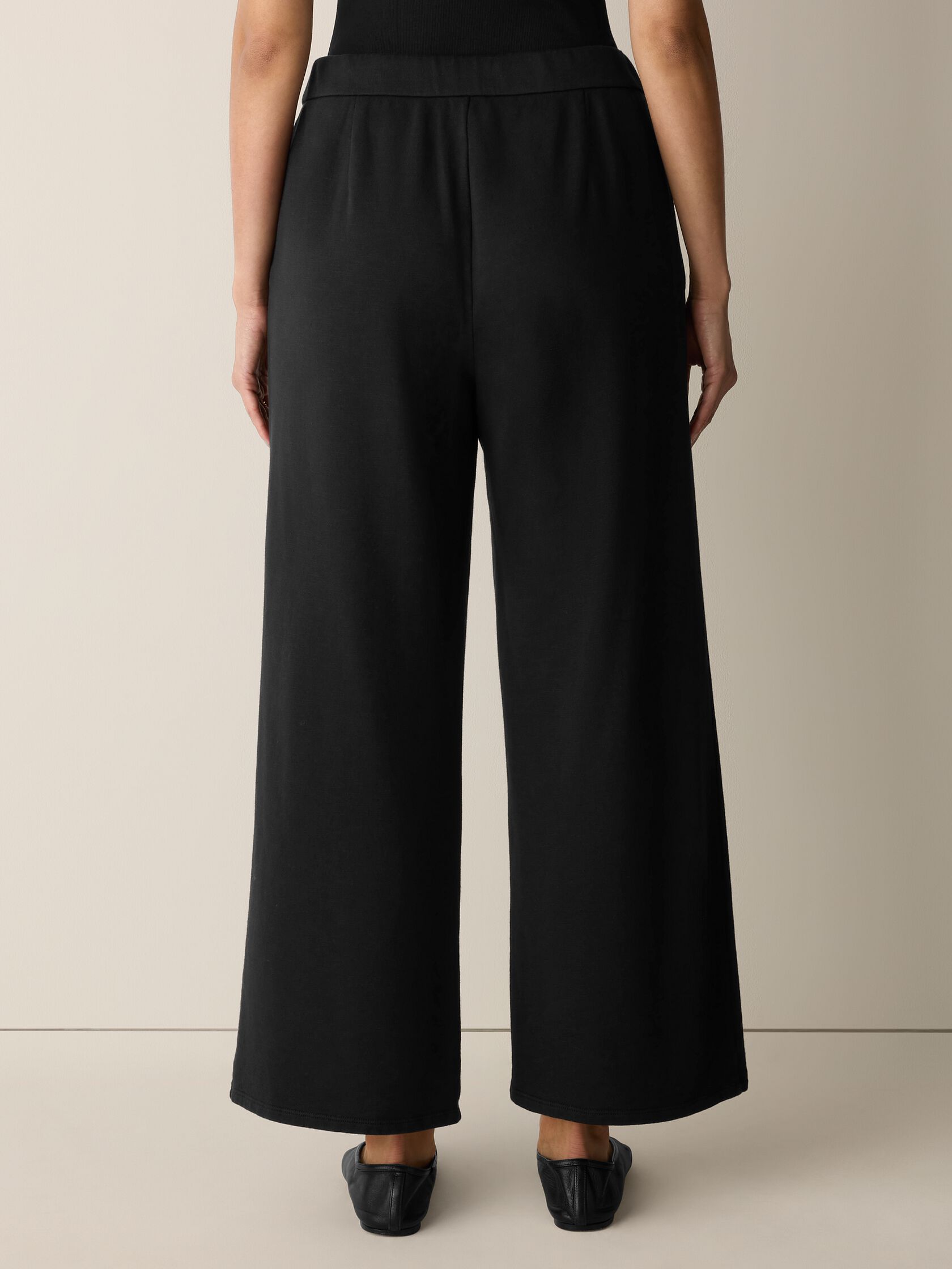 Garment-Dyed Organic Cotton Terry Wide-Leg Pant