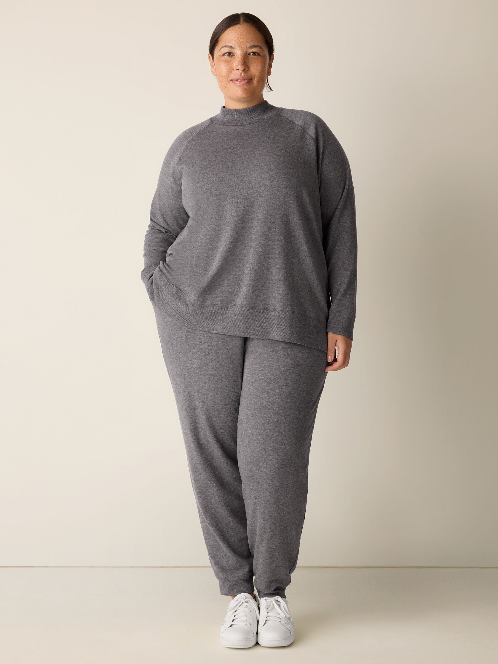 Cozy Brushed Terry Hug Mock Neck Top