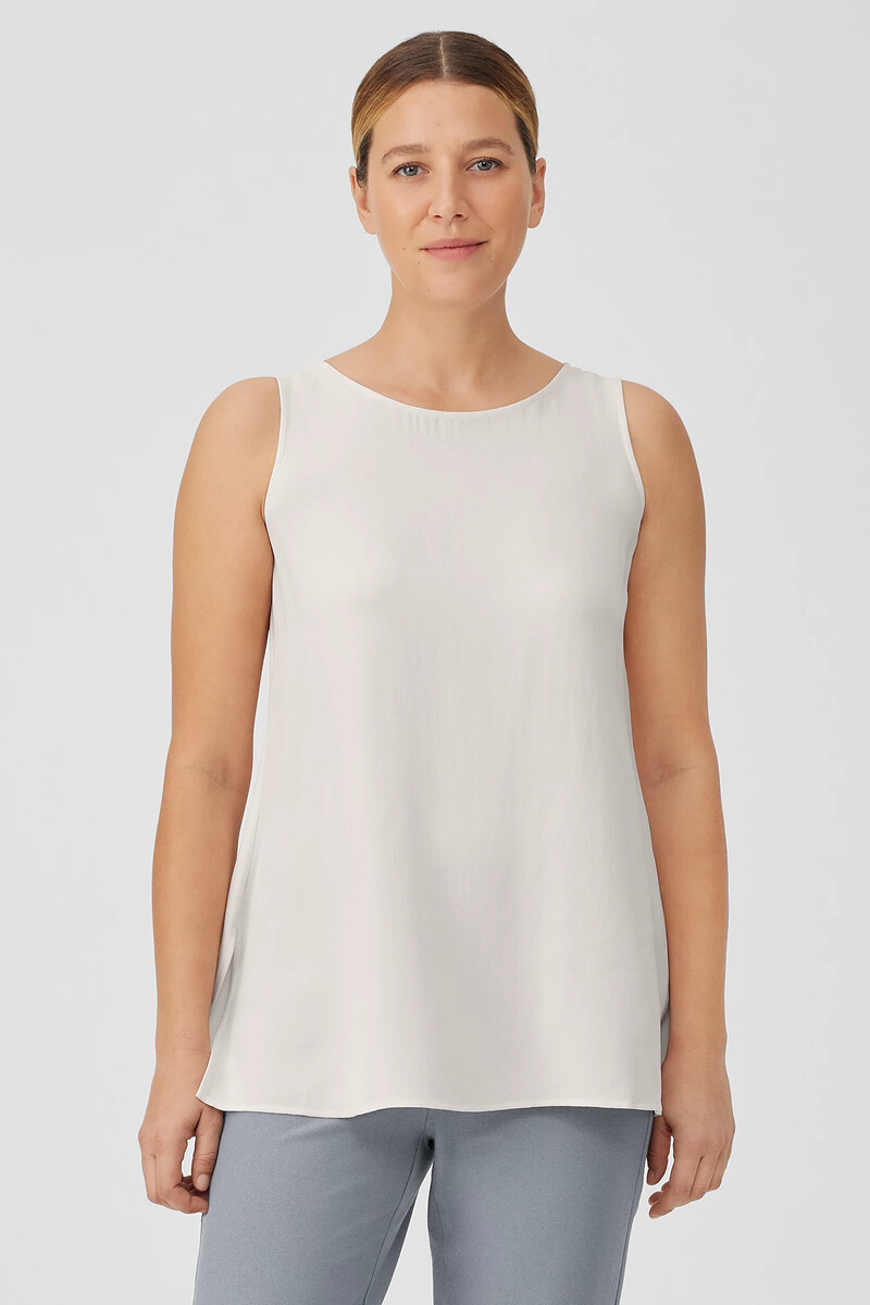 Silk Georgette Crepe Ballet Neck Tank Silk Georgette Crepe Ballet Neck Tank