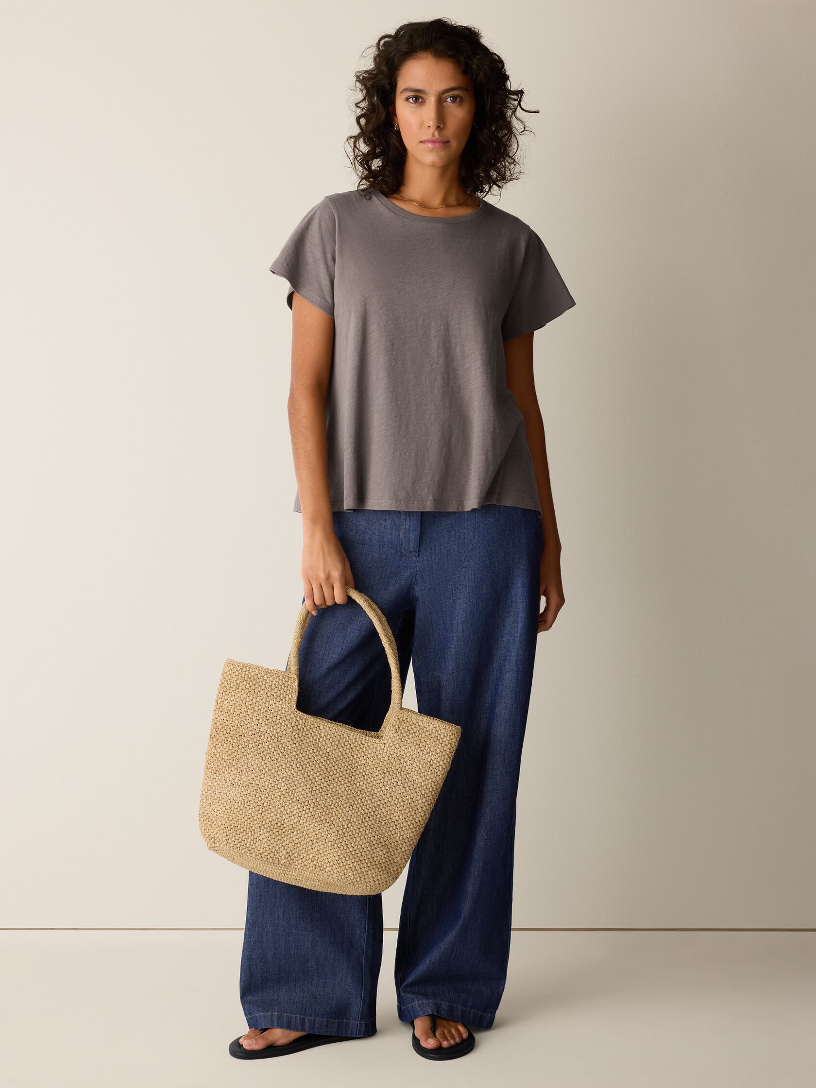 Organic Cotton Slubby Jersey Crew Neck Tee